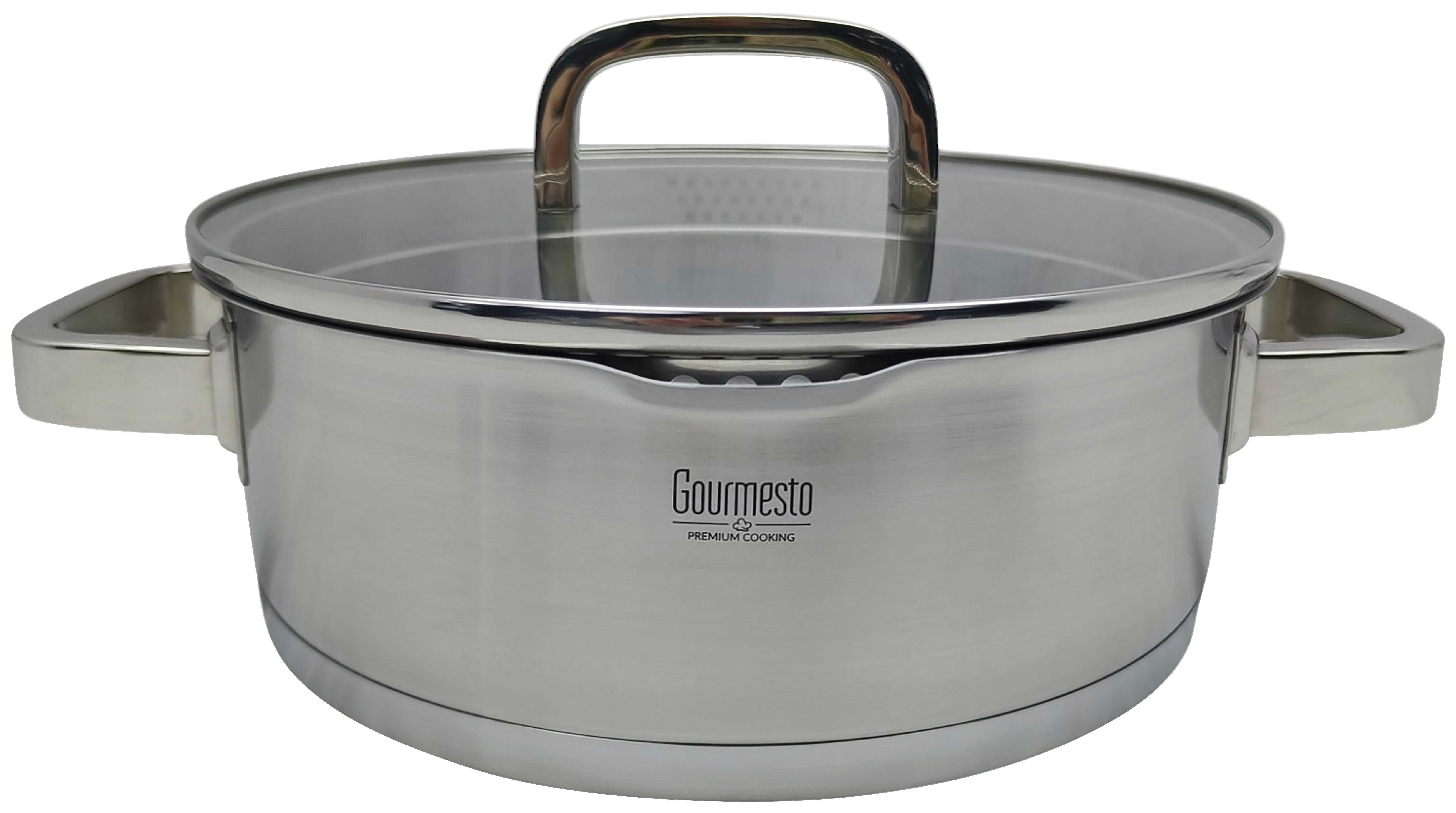 Tava Za Serviranje Silver Line Ø: 28 - boje oplemenjenog čelika/prozirno, Konvencionalno, staklo/metal (28/8cm) - Gourmesto