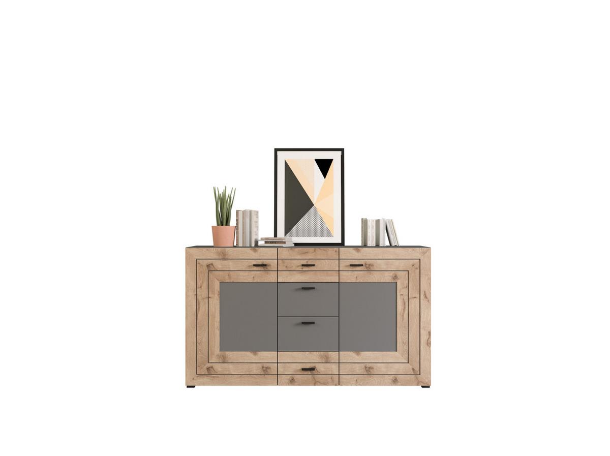 Komoda Freno, Barva Hrasta, Siva - Konvencionalno, kovina/umetna masa (160/90/40cm) - MID.YOU