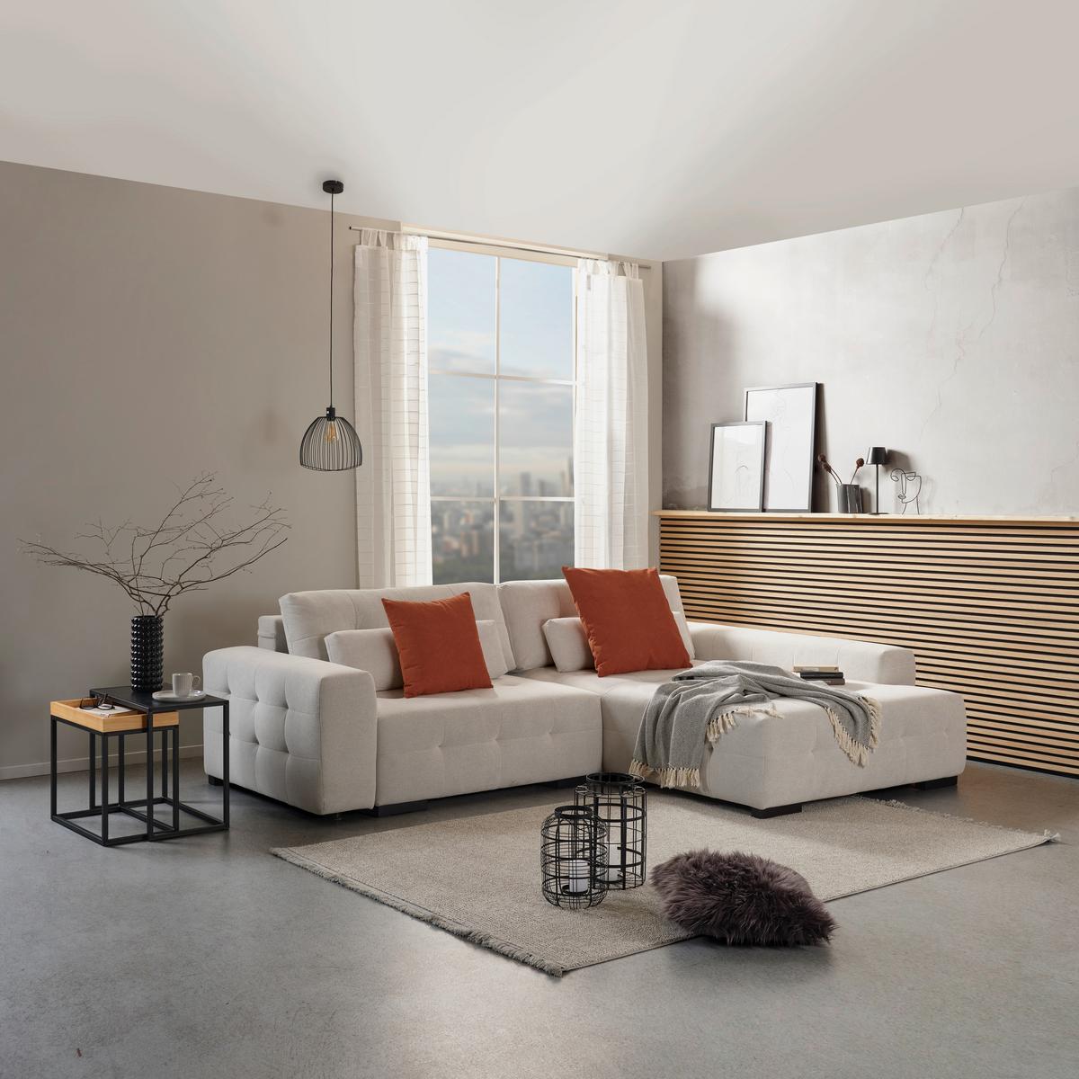 Kutna Garnitura Chance - bež/crvena, Moderno, drvni materijal/tekstil (301/201cm) - Modern Living