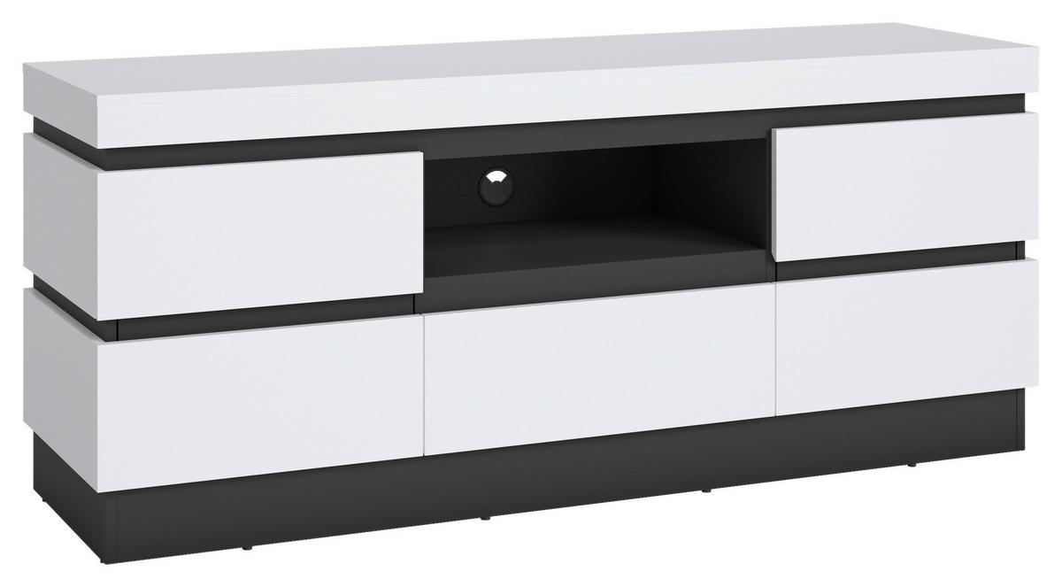 Tv-element Campania, Antracit, Bela - bela/antracit, Trend, umetna masa/leseni material (160,8/68/45cm)