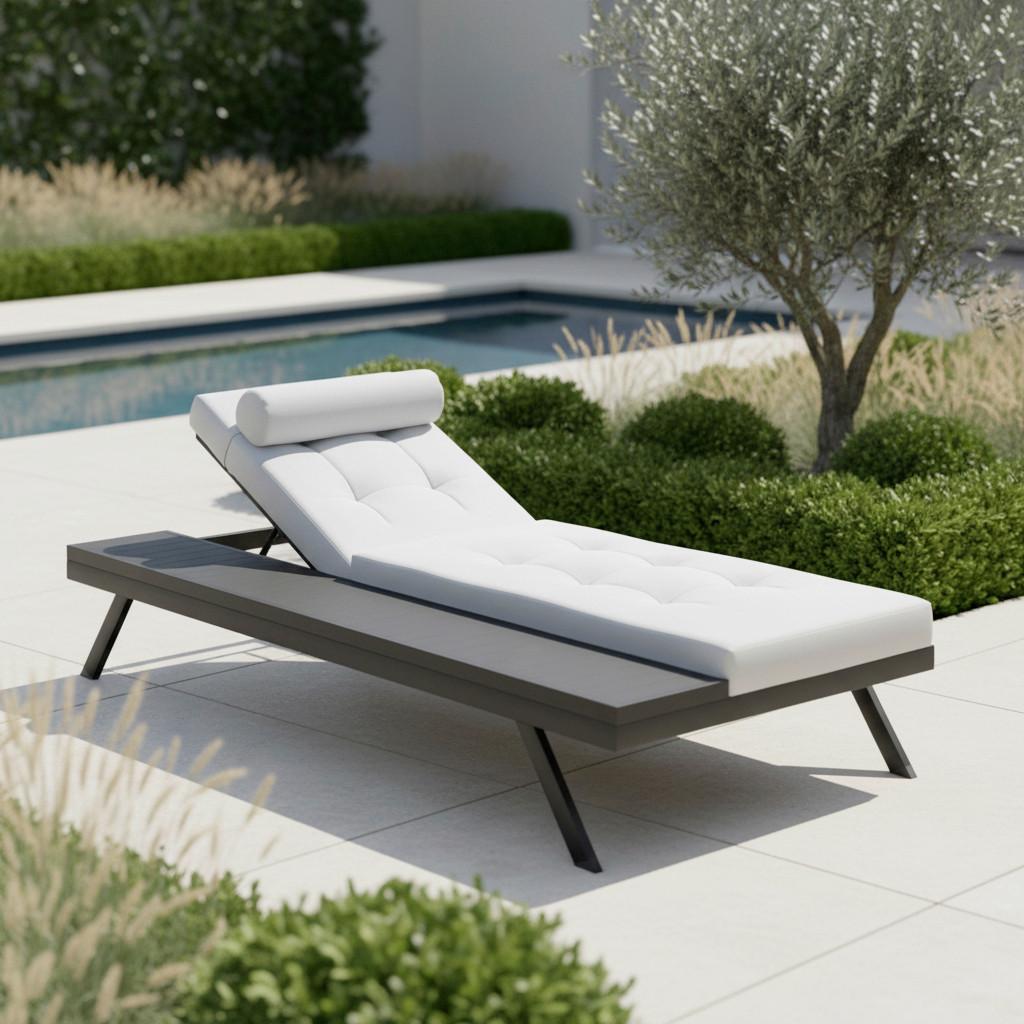 Gartenliege Avolina Hellgrau Outdoorstoff/Metall - Dunkelgrau/Hellgrau, MODERN, Kunststoff/Textil (199/86/40cm) - Bessagi Garden