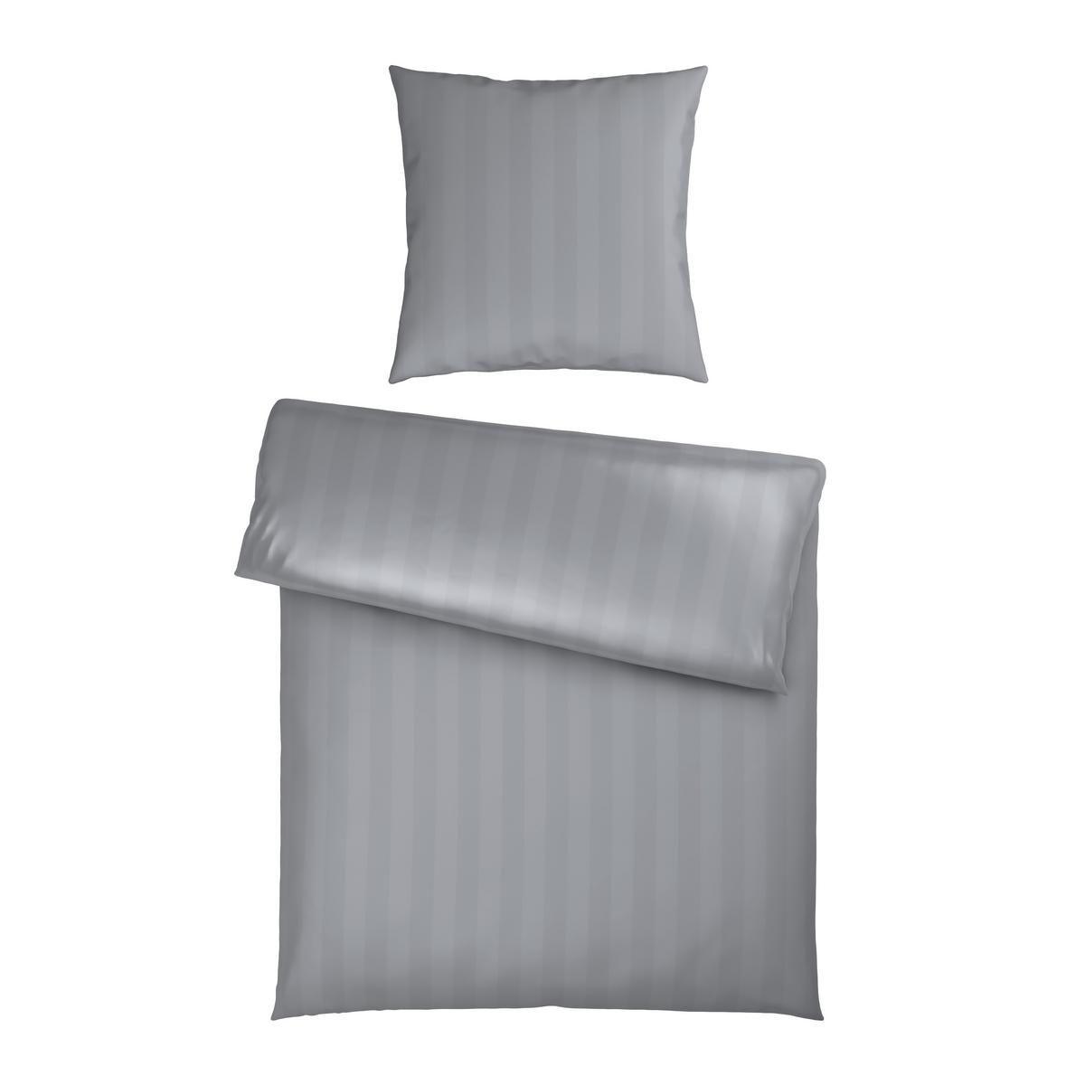Bettwäsche Xenia Streif Silbergrau ca. 135x200cm - Silberfarben, MODERN, Textil (135/200cm) - Premium Living