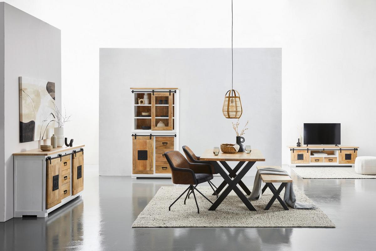 KRZESŁO Z PODŁOKIETNIKAMI FLOYD - czarny/brązowy, Lifestyle, metal/tkanina (58/80/62cm) - Landscape