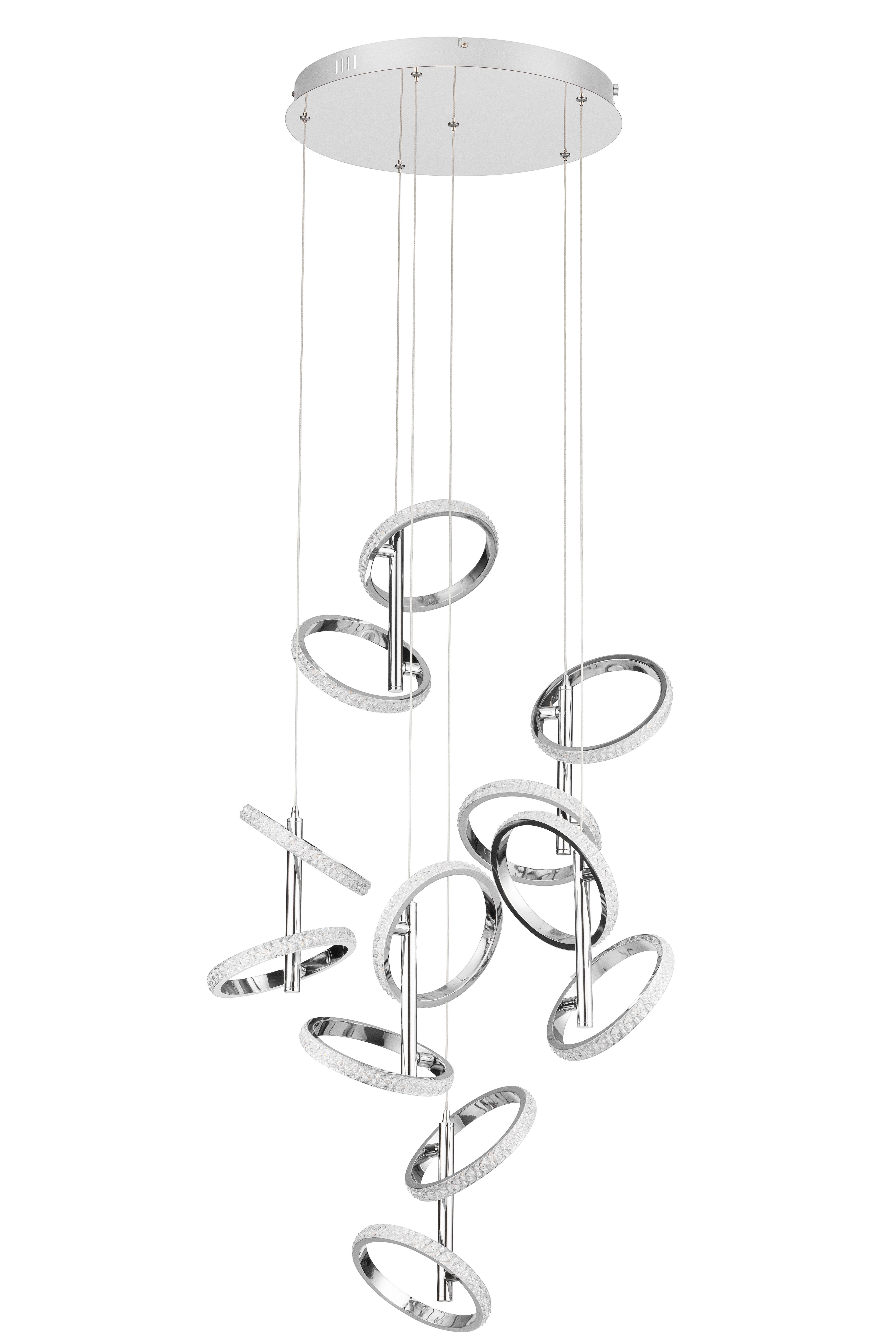 LED-HÄNGLAMPA RONG - kromfärg, Modern, metall/plast (60/60/120cm)