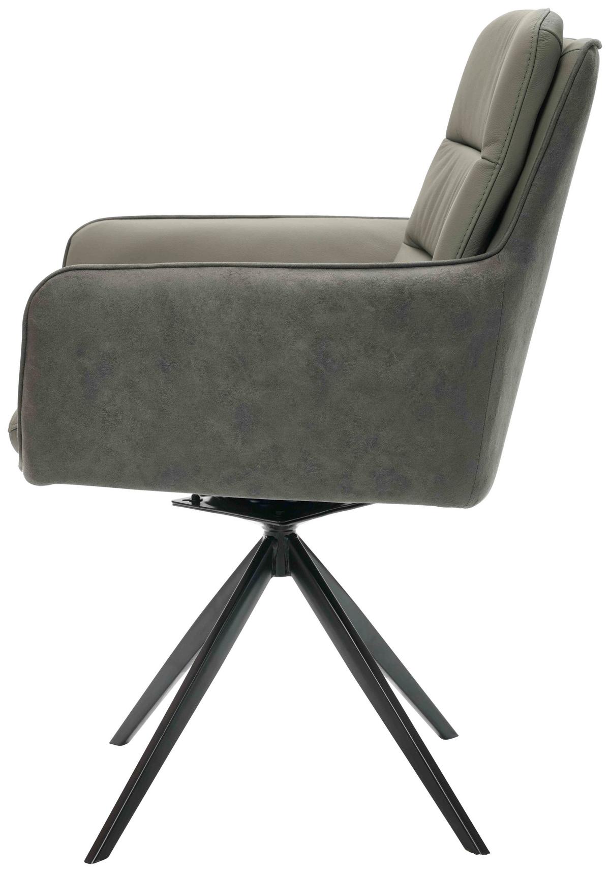 KRZESŁO Z PODŁOKIETNIKAMI MITO - antracytowy/czarny, Design, skóra/metal (58/89/67cm) - Xora