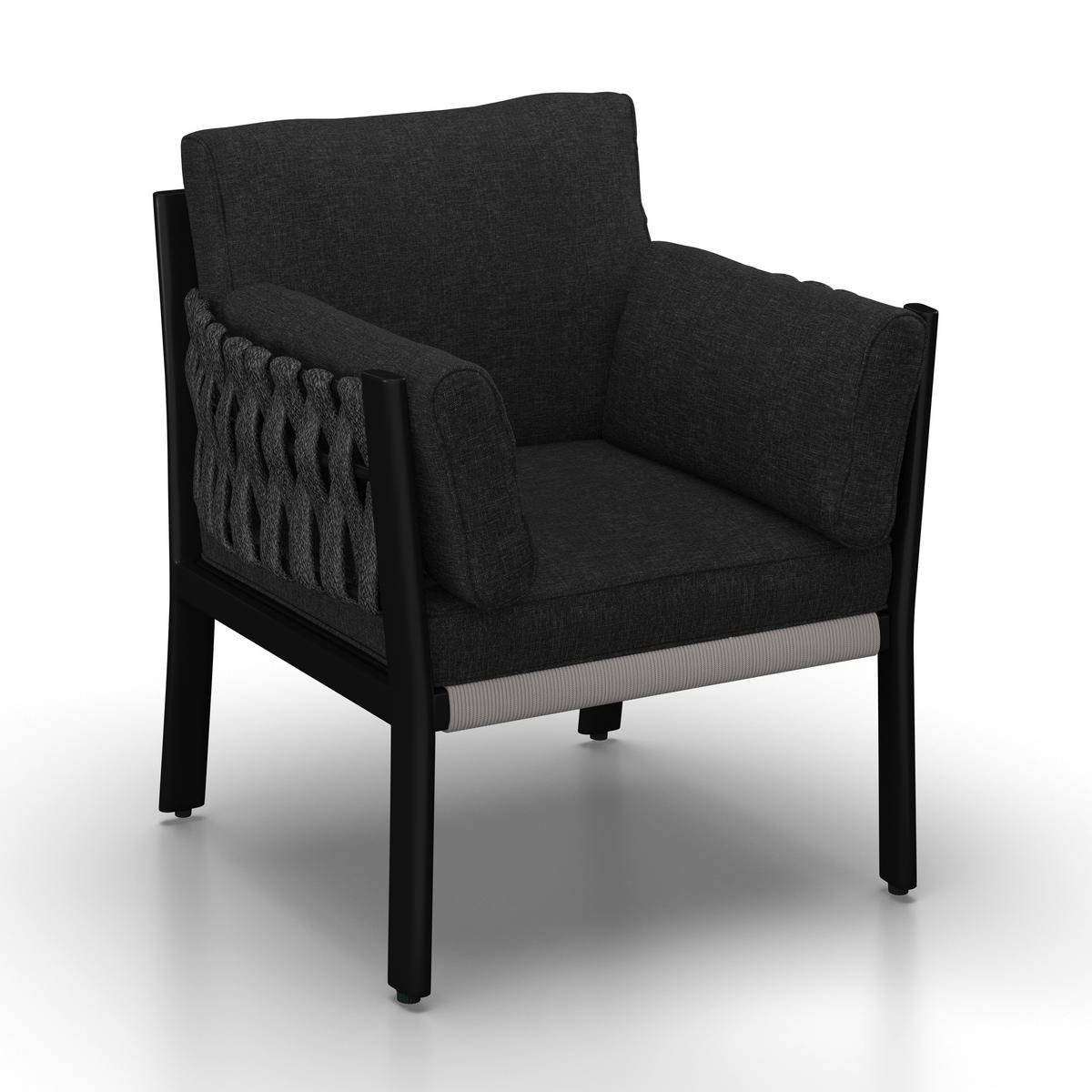 SALON DE JARDIN REPAS ELISA - Schwarz/Grau, Modern, Kunststoff/Textil (238/74/75cm) - Bessagi Garden