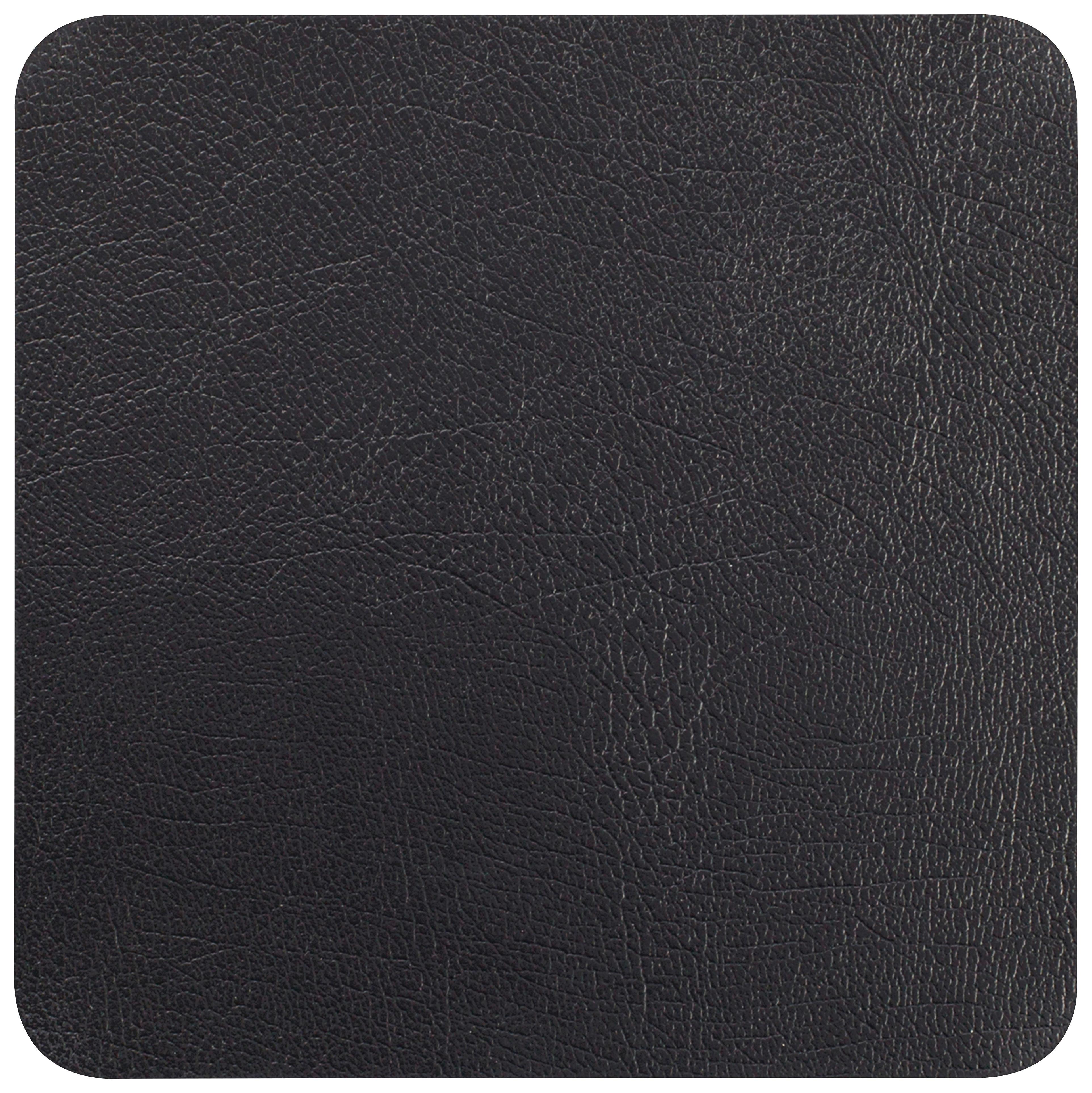 Untersetzer Jette aus Leder in Schwarz - Schwarz, Leder (10/10cm) - Premium Living