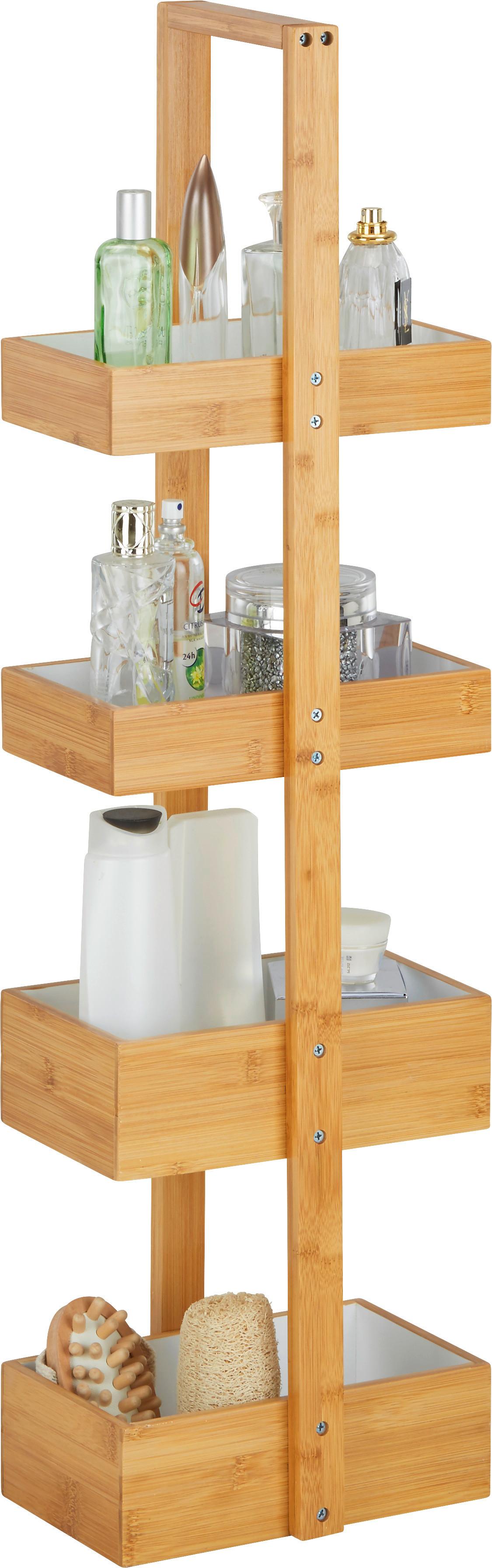 Standregal Aus Bambus In Natur/weiss - Weiss/Naturfarben, Modern, Holz (25/88/18cm) - Mömax