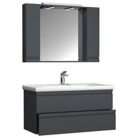 Kopalnica Silora Xl, Antracit - bela/antracit, Moderno, steklo/leseni material (100cm) - MID.YOU