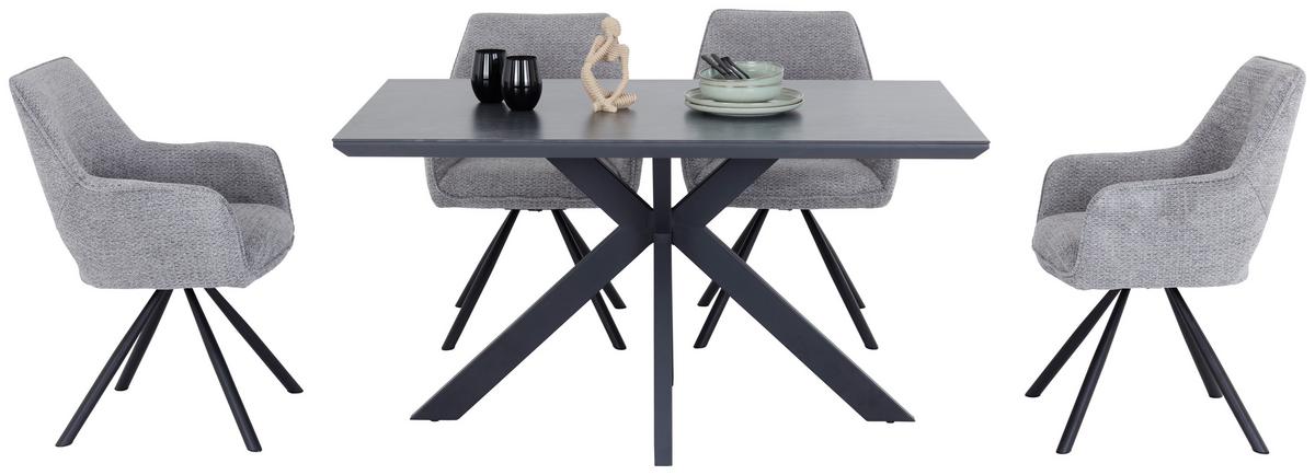 Jedilna Miza Steve 2, Črna, 140x90 Cm - črna, Moderno, kovina/leseni material (140/76/90cm)