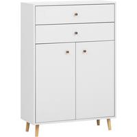 Srednje Visoka Omara Bjarne, Bela - barve jesena/barve hrasta, Moderno, leseni material/les (77/113,4/33,1cm) - Stylife