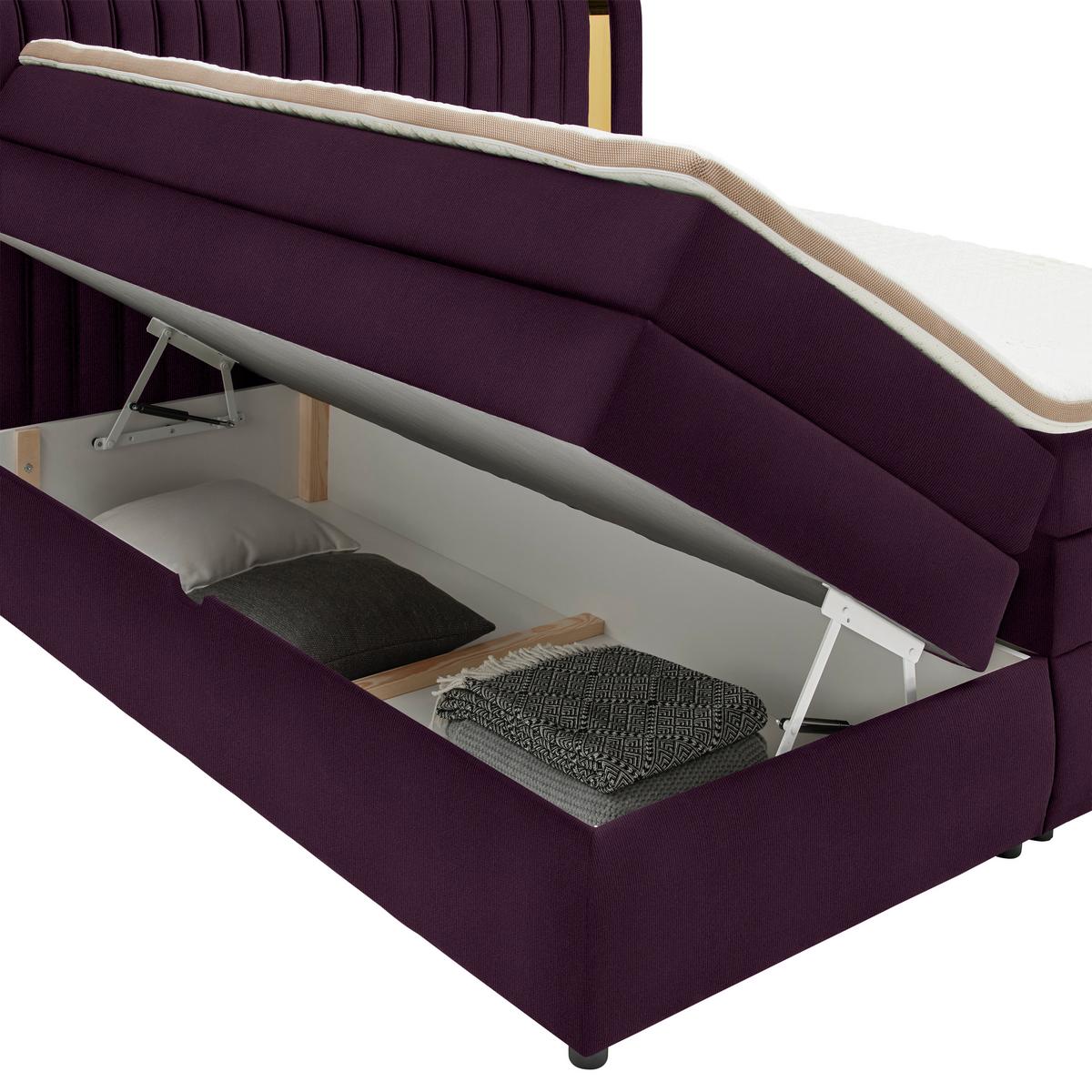 Boxspring Krevet Minola Gold Exkluziv - šljiva/crna, Konvencionalno, tekstil/plastika (160/200cm) - Premium Living