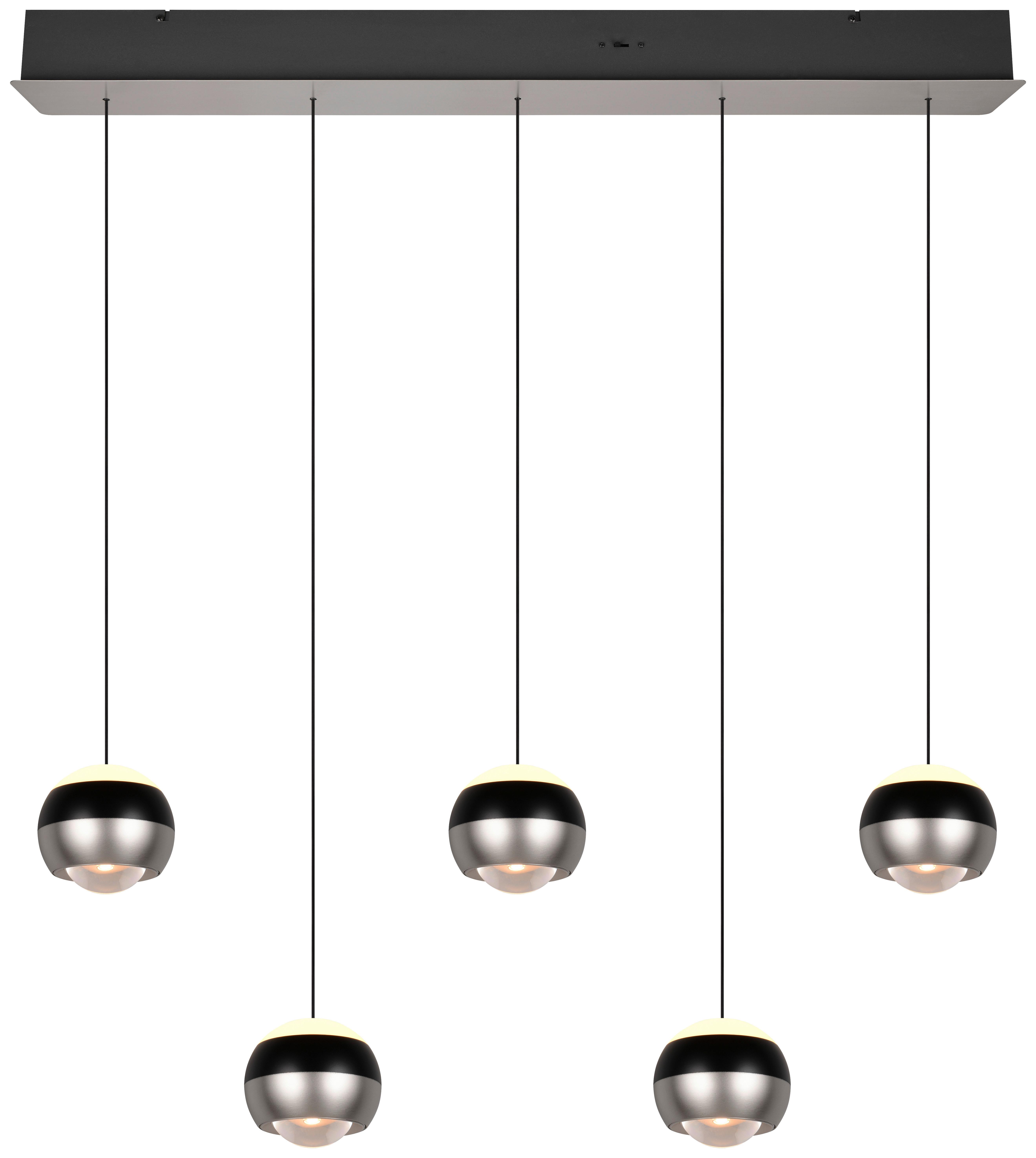 LED-Hängeleuchte Orbit Schwarz/Nickelfarben max. 8 W - Schwarz/Nickelfarben, Design, Metall (100/10,5/200cm) - Trio Leuchten