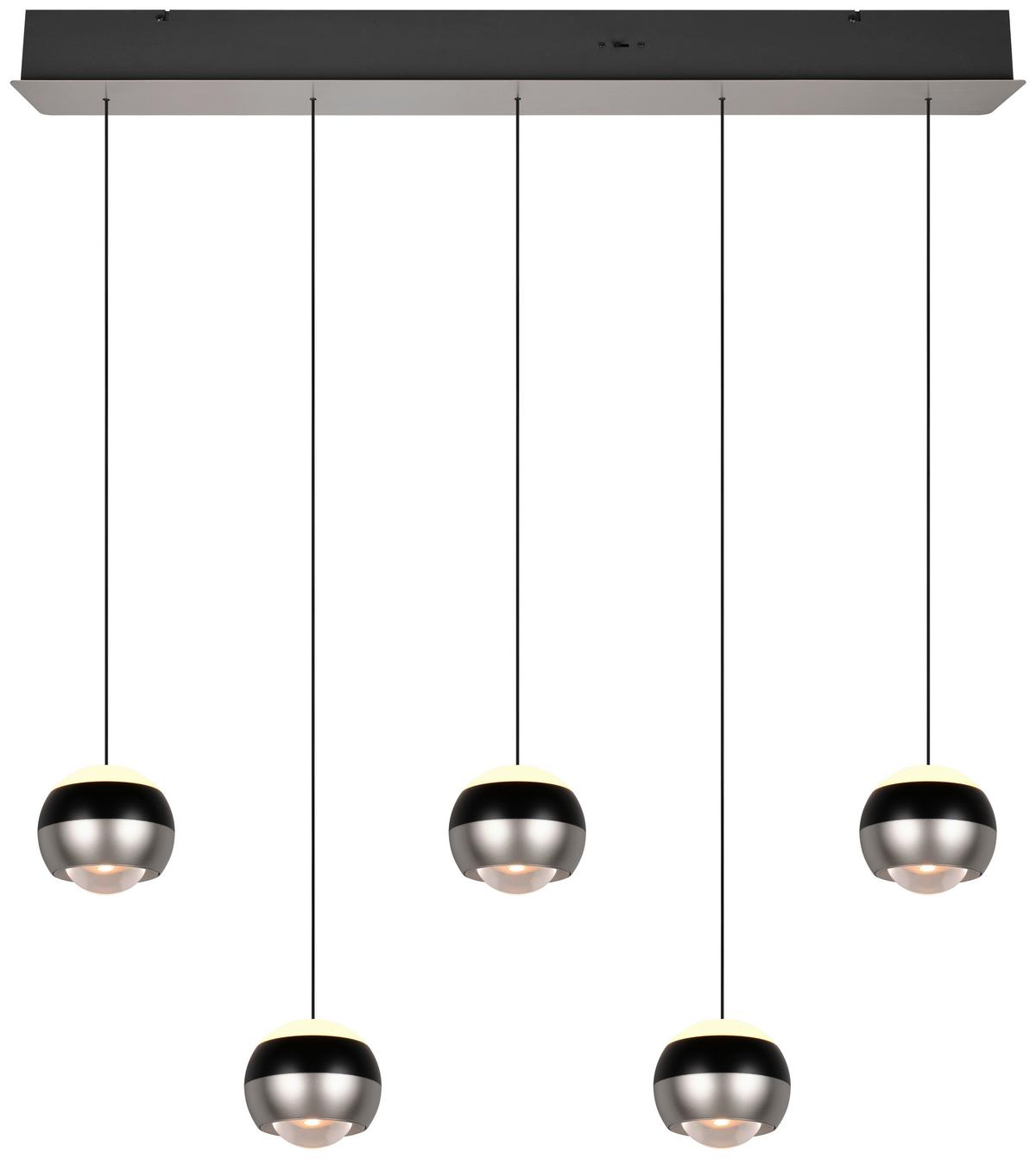LED-Hängeleuchte Orbit Schwarz/Nickelfarben max. 8 W - Schwarz/Nickelfarben, Design, Metall (100/10,5/200cm) - Trio Leuchten