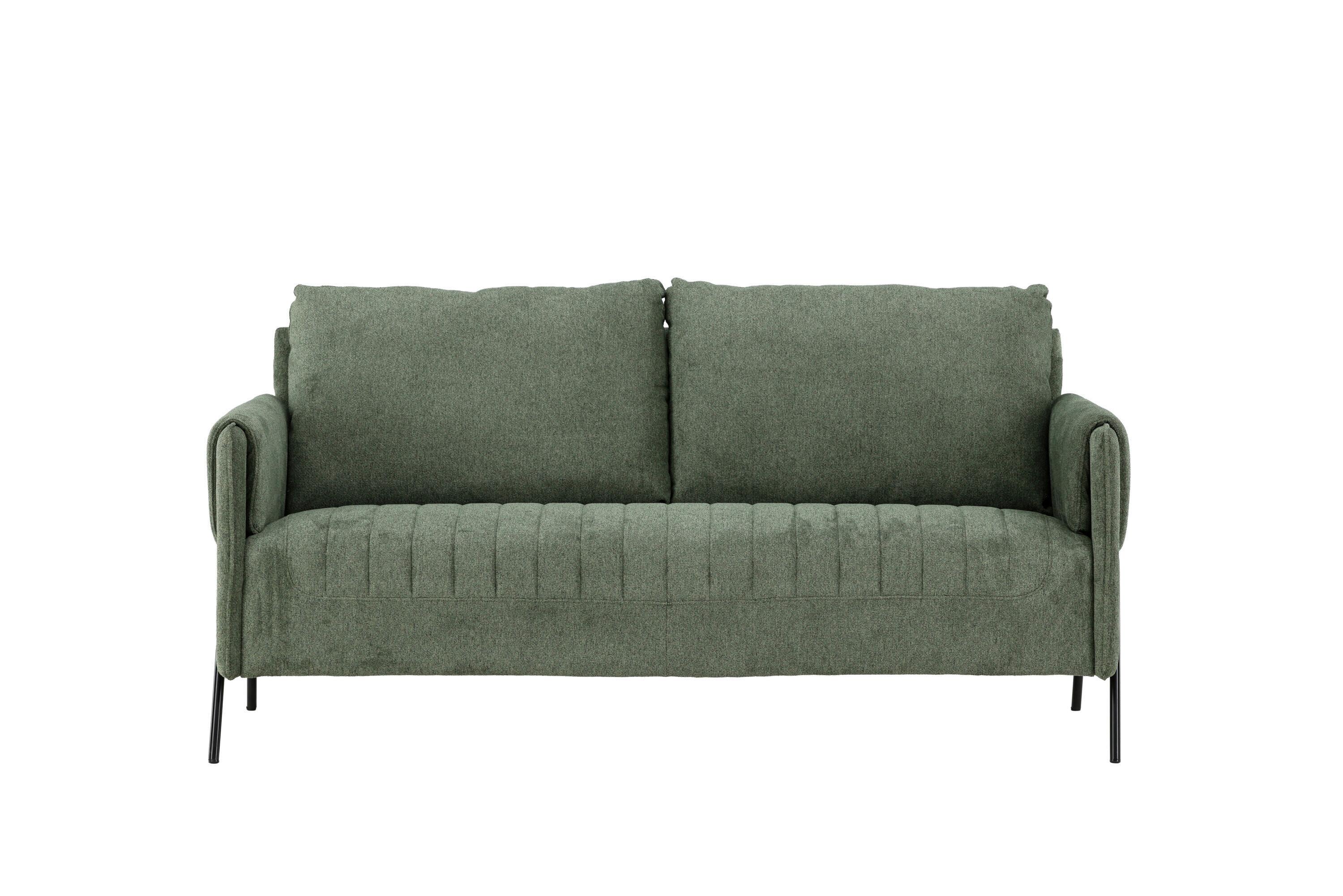 2-Sitzer-Sofa Indigo Grün - Schwarz/Grün, MODERN, Textil/Metall (165/85/77cm) - Livetastic