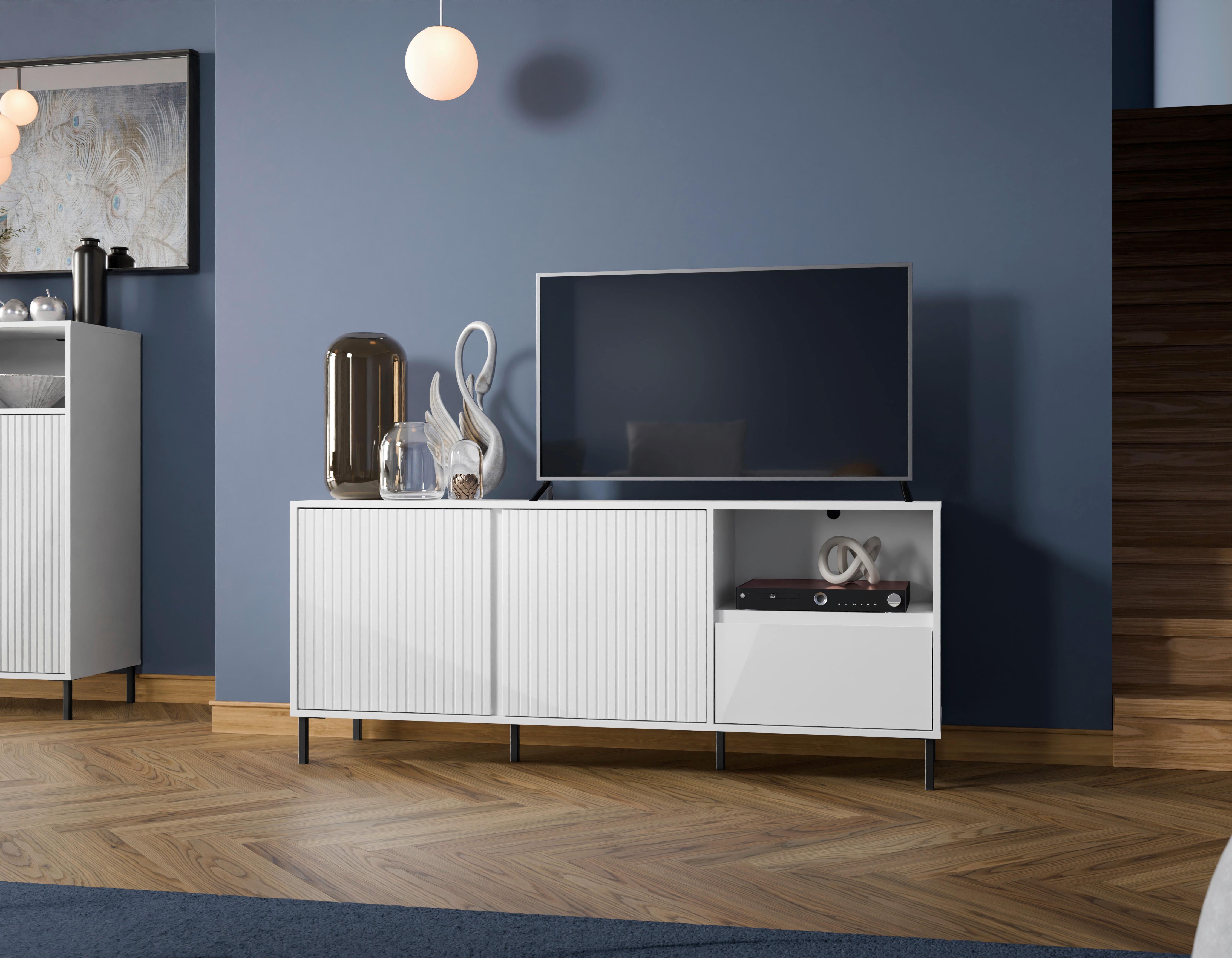 Tv-element Avenale, Bela - črna/bela, Trend, kovina/leseni material (157,8/65,4/40cm)