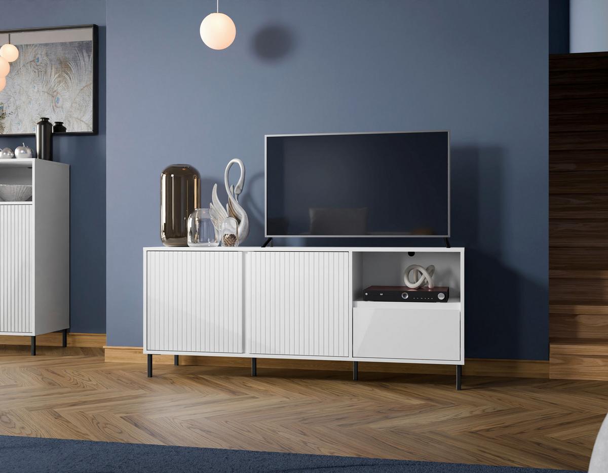 Tv-element Avenale, Bela - črna/bela, Trend, kovina/leseni material (157,8/65,4/40cm)