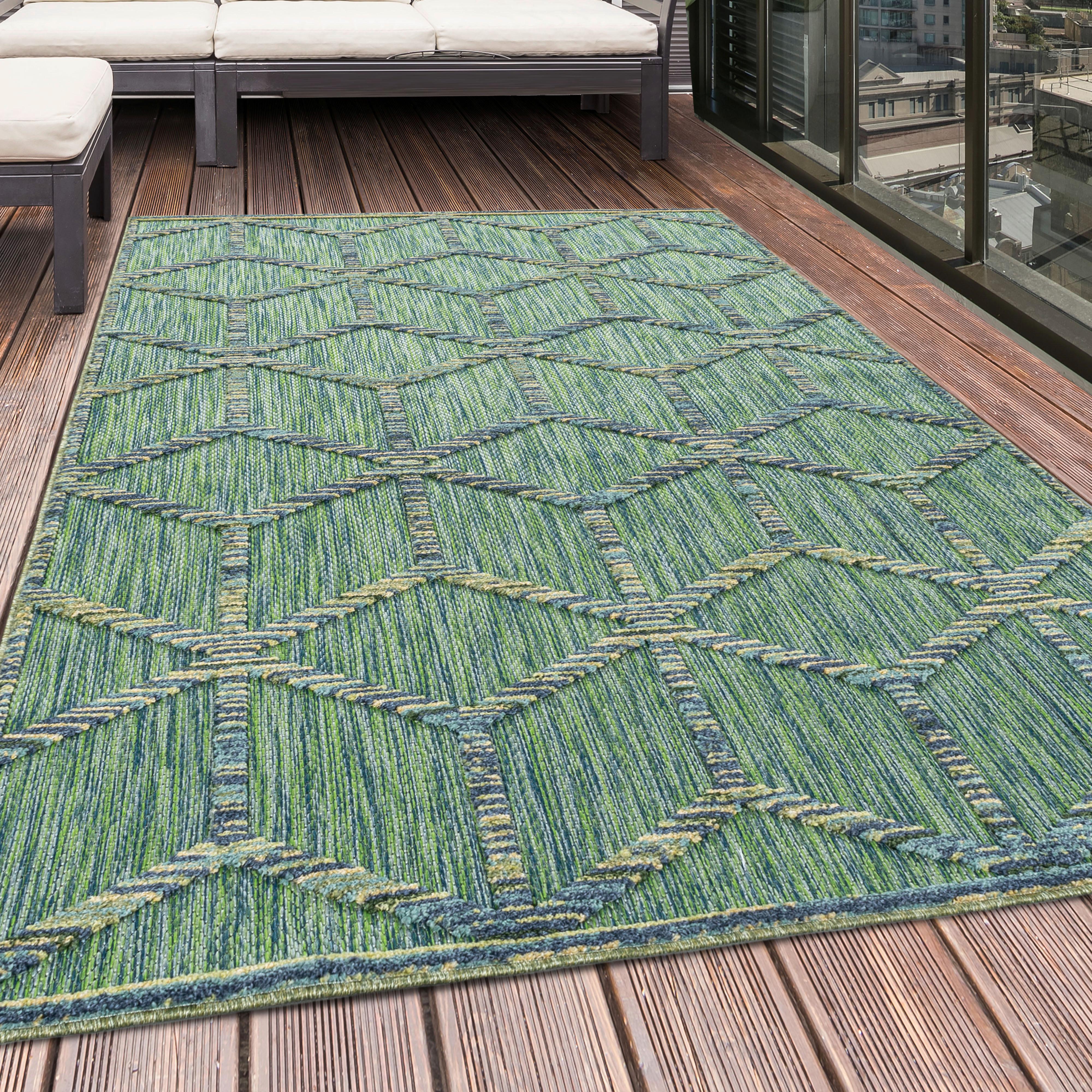 Flachwebeteppich Bahama Grün ca. 80x250cm - Grün, Design, Textil (80/250cm) - Novel