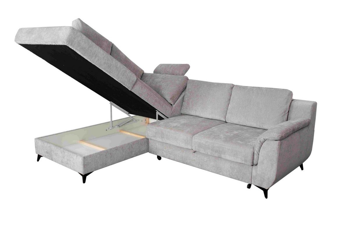 Sarokkanapé Salamina - világosszürke, Konventionell, faalapú anyag/textil (188/87/250cm)