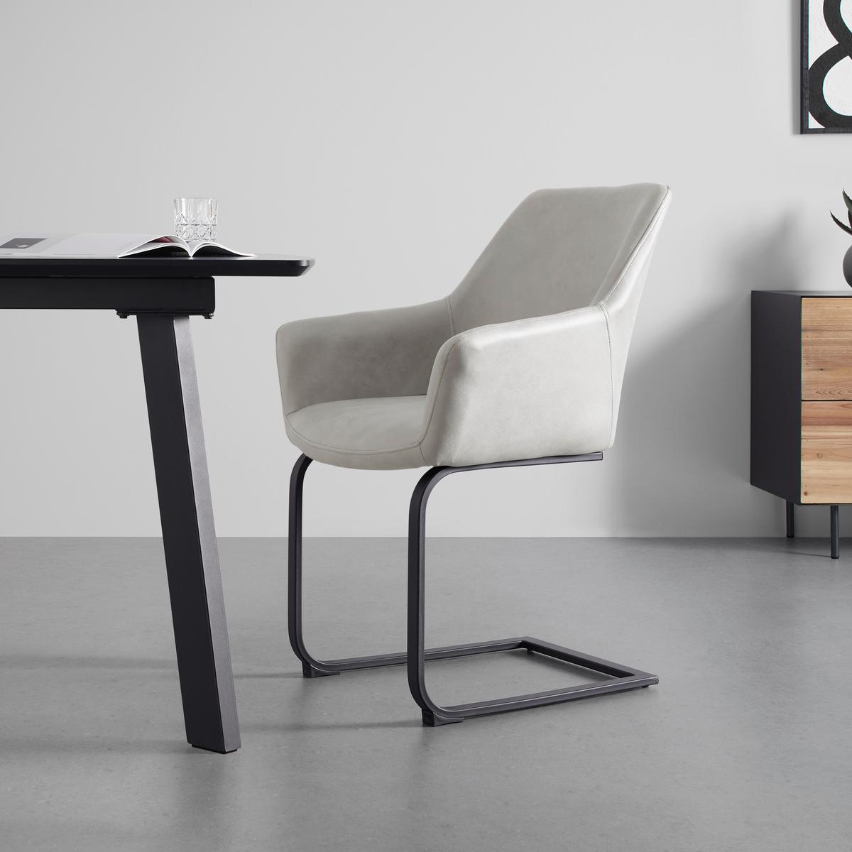 Schwingstuhl Pria Hellgrau Mikrofaser Gepolstert - Hellgrau/Schwarz, MODERN, Holz/Textil (61/85/62cm) - Bessagi Home