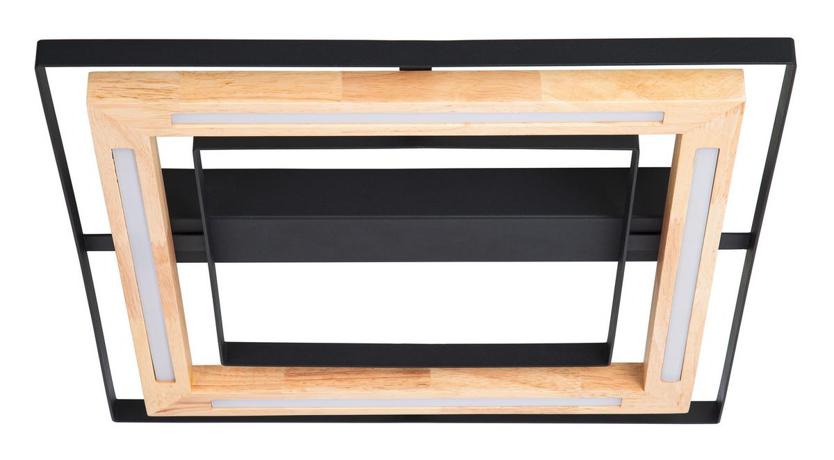 LED-DECKENLEUCHTE 62274608 RILAS - Schwarz/Naturfarben, Natur, Holz/Metall (46/46/6cm) - Globo