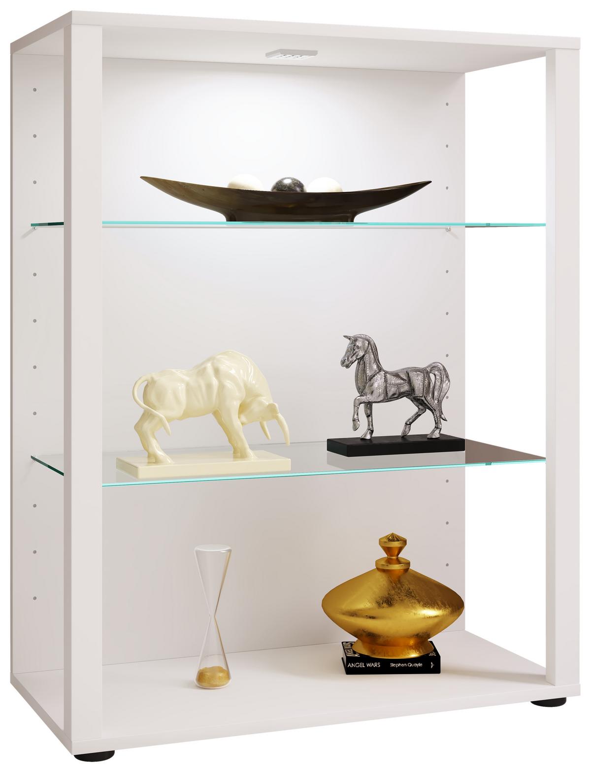 Vitrina Glasol Xl, Bela - črna/bela, Moderno, umetna masa/steklo (70/90/35cm) - MID.YOU