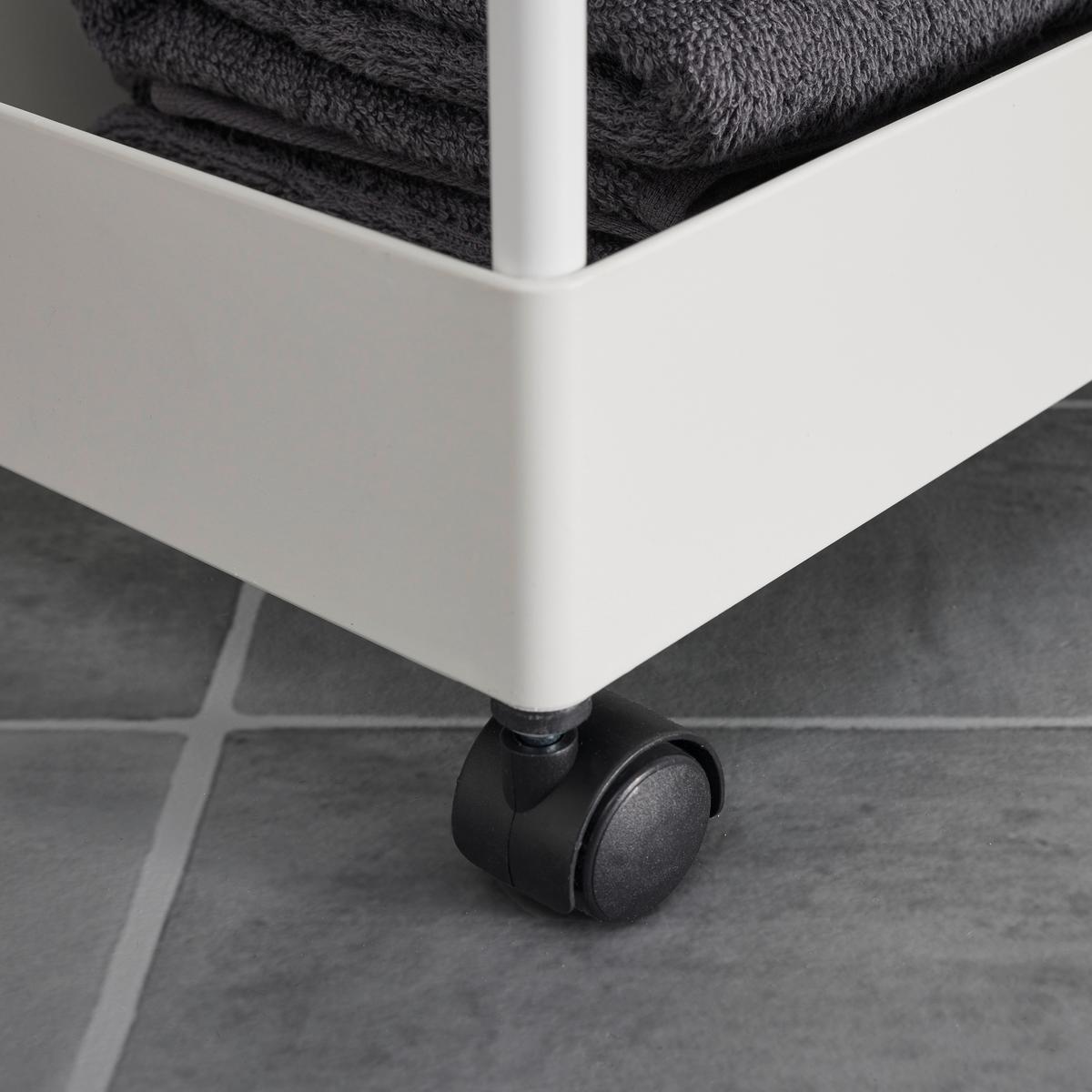 Kopalniški Regal Sandro, S Kolesci, Bela - bela, Moderno, kovina/umetna masa (40/116/22cm) - Bessagi Home