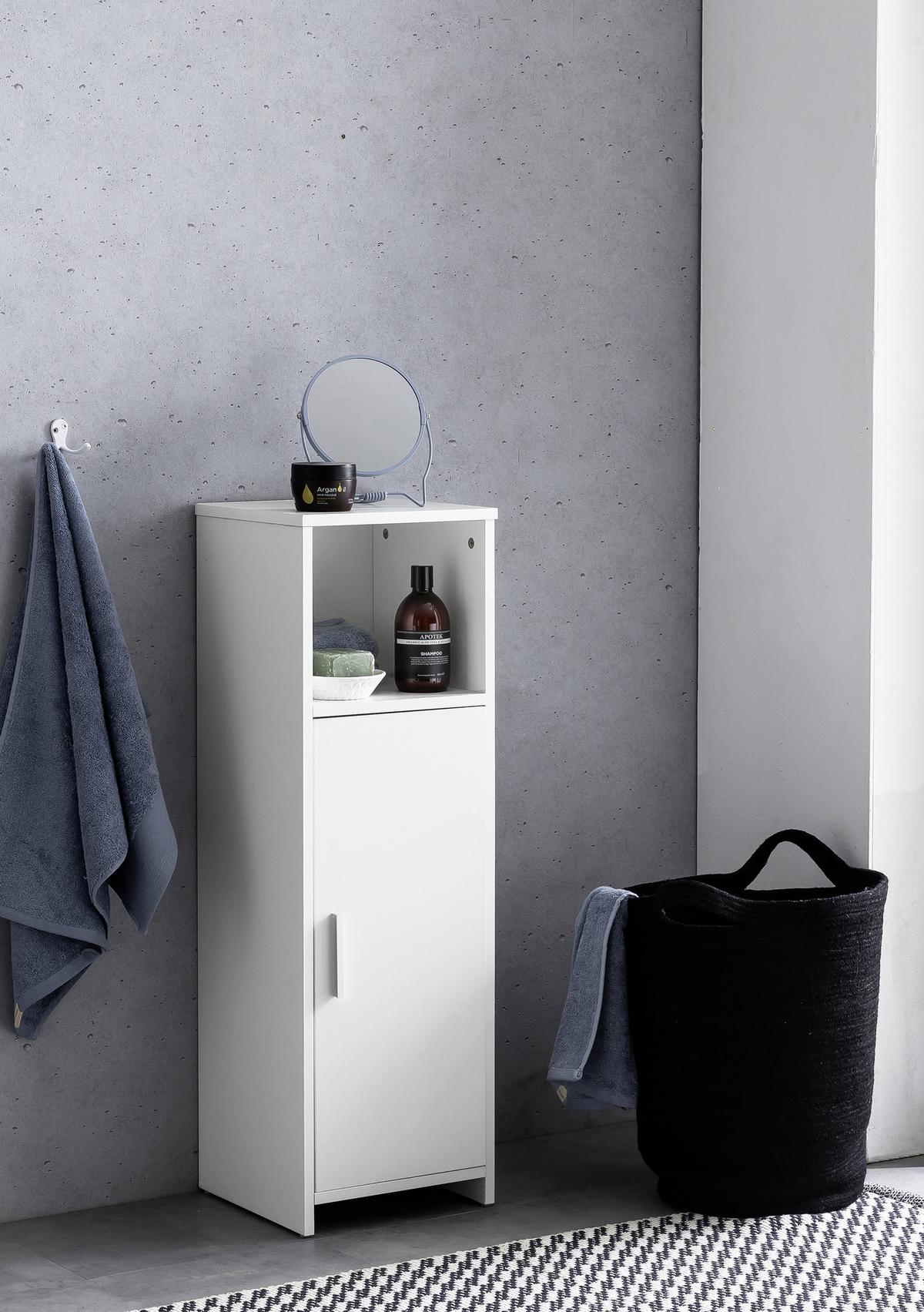 Srednje Visoka Omara Wl5.753 - bela/barve aluminija, Basics, kovina/leseni material (30/95,5/30cm) - MID.YOU