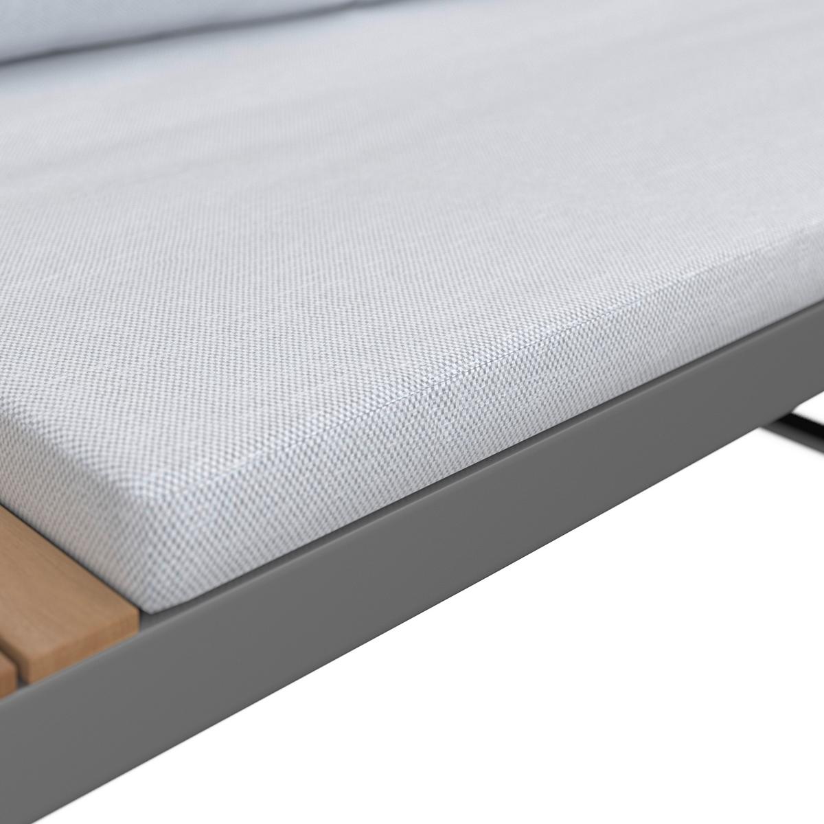 Loungegarnitur Elia Grau Outdoorstoff/Metall/Holz - Hellgrau, MODERN, Holz/Textil (236,5/75/236,5cm) - Bessagi Garden