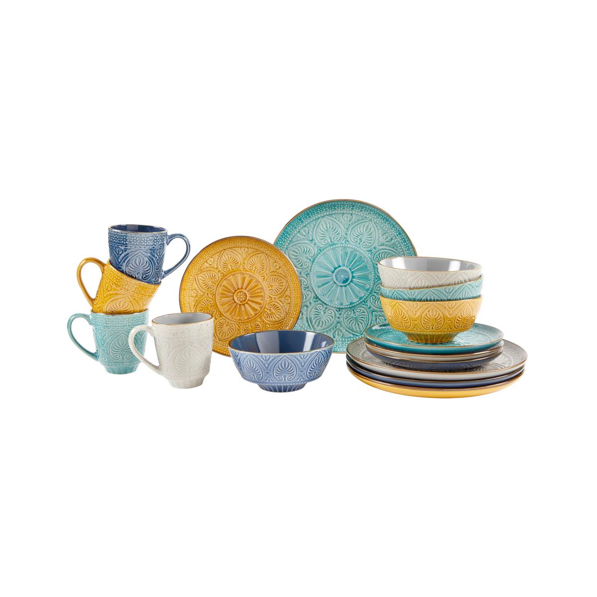 Kombiservice Samarkand, 16-teilig - Smaragdgrün/Gelb, LIFESTYLE, Keramik (33/30/32cm) - Creatable