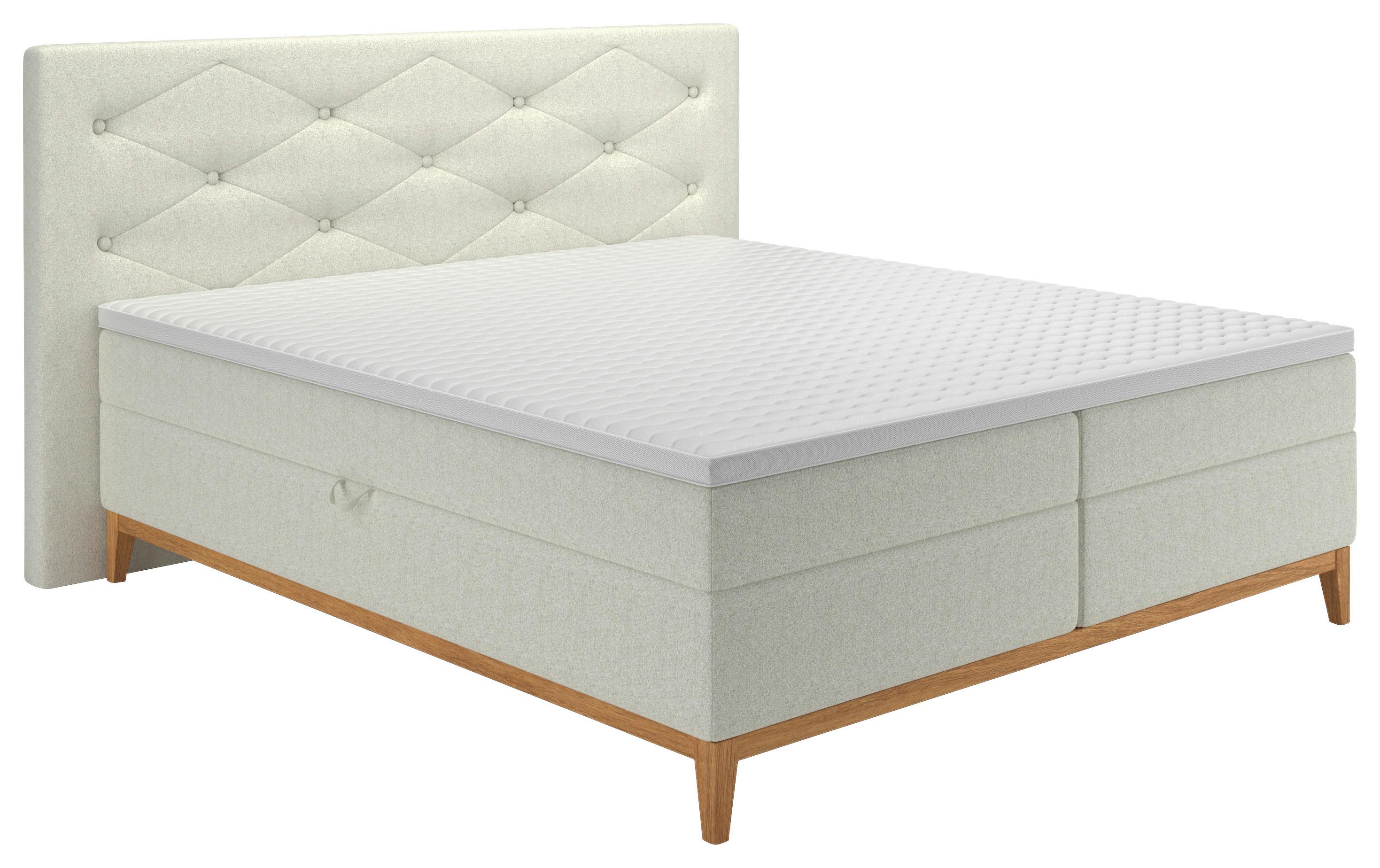 Boxspring Ágy Hout 180 - bézs, Modern, faalapú anyag/textil (180/200cm)