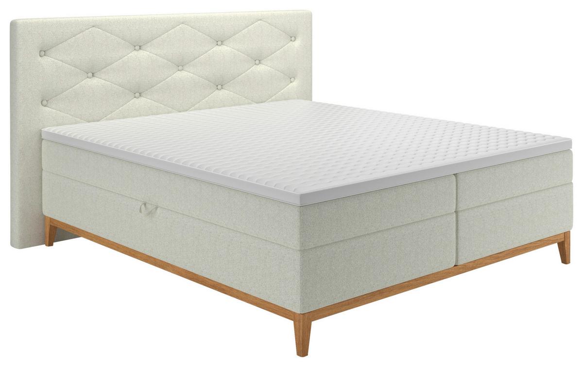 Boxspring Ágy Hout 180 - bézs, Modern, faalapú anyag/textil (180/200cm)