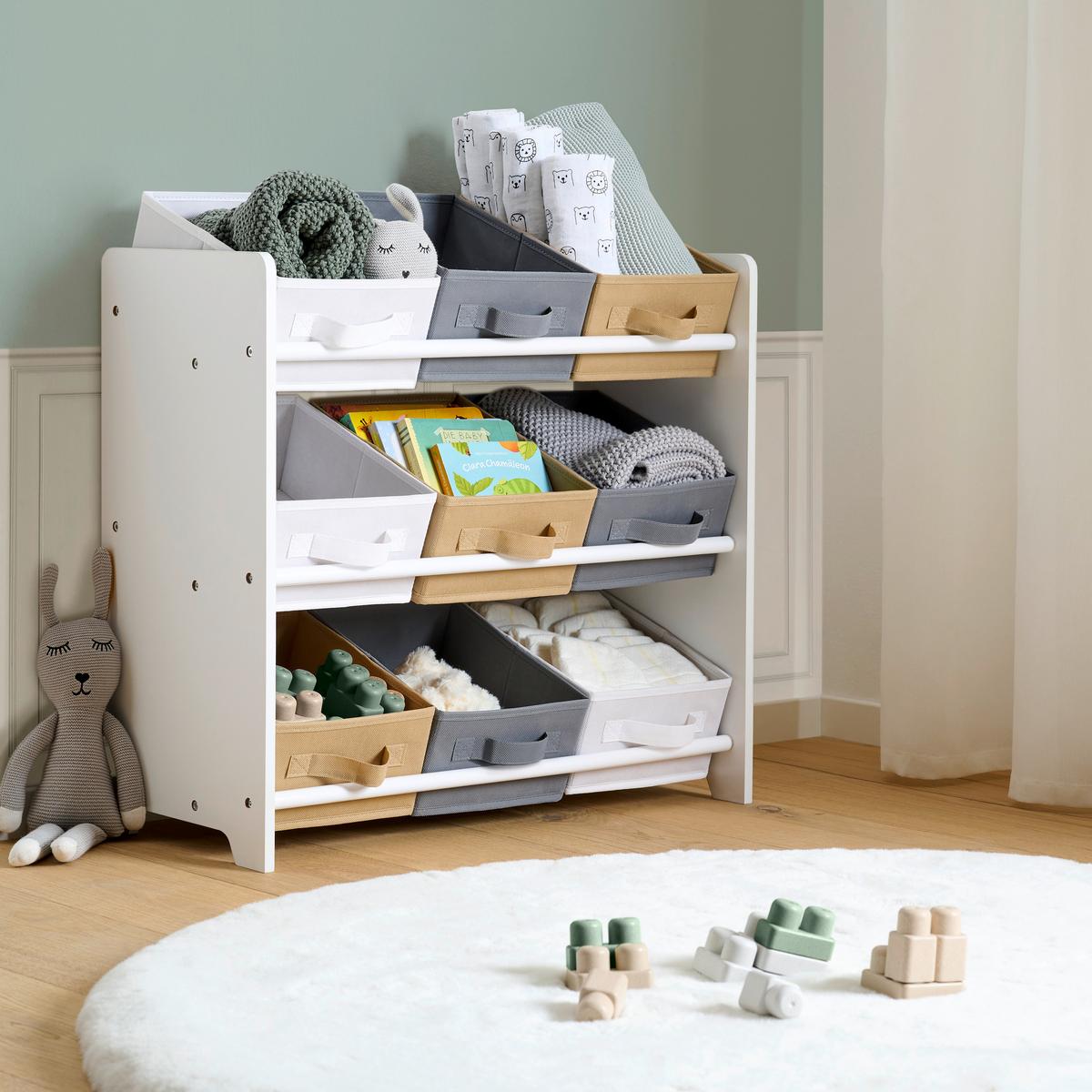 REGAŁ DO PRZECHOWYWANIA LIDI - beżowy/biały, Basics, materiał drewnopochodny/karton (65/62/30cm) - My Baby Lou