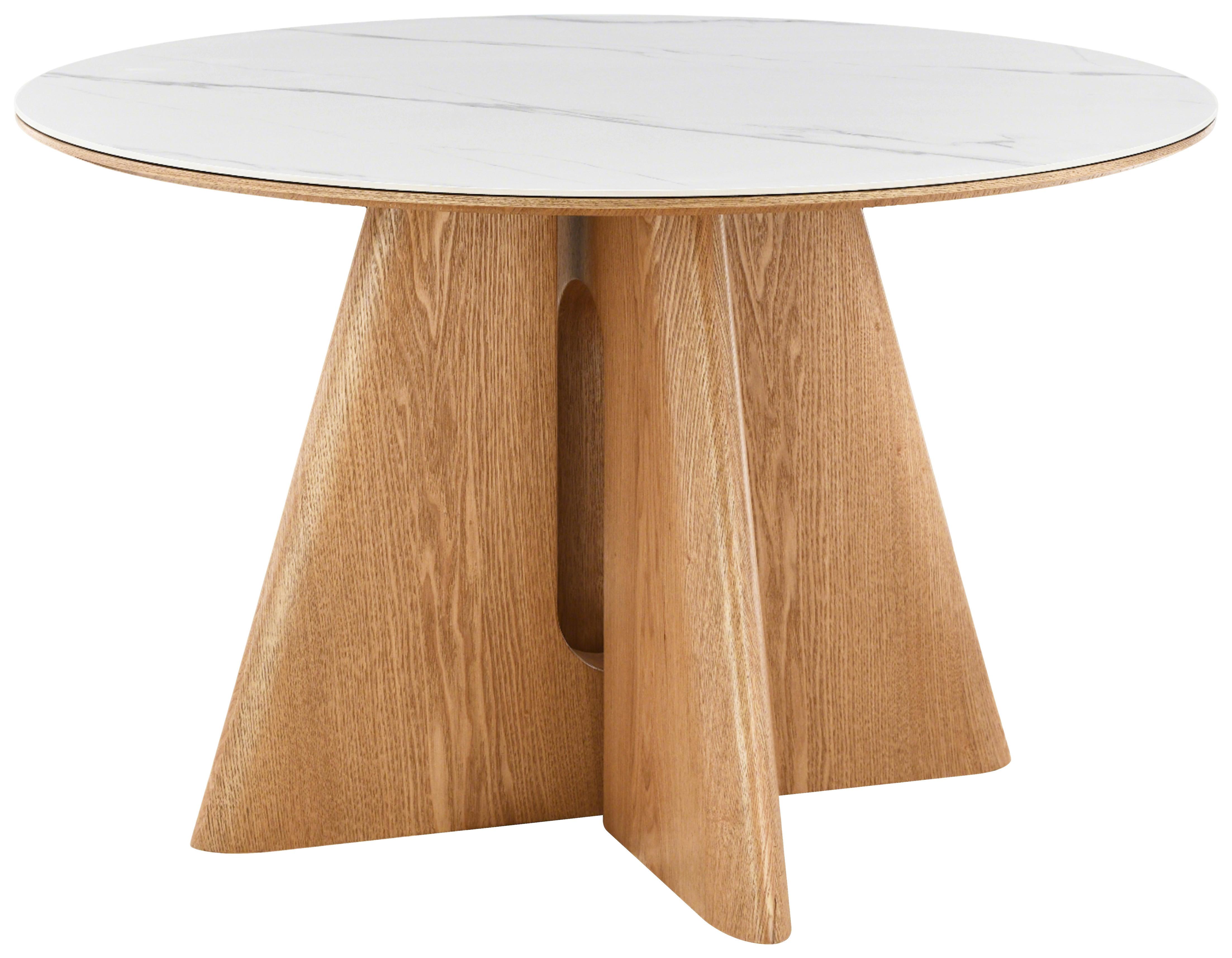 Jedilna Miza Otis, Barva Hrasta, Bela, Ø 120 - barve hrasta/bela, Moderno, kamen/leseni material (120/75cm) - Livetastic