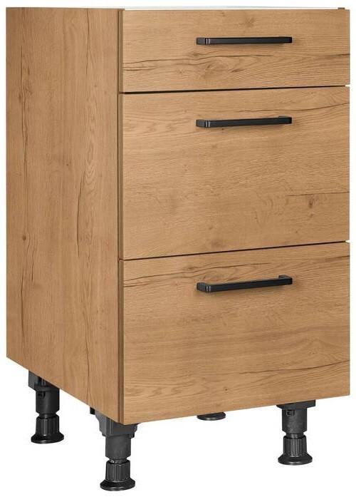 Schubkastenunterschrank Structura Eiche - Eichefarben/Schwarz, MODERN, Holzwerkstoff/Metall (45/87/56cm) - Nobilia