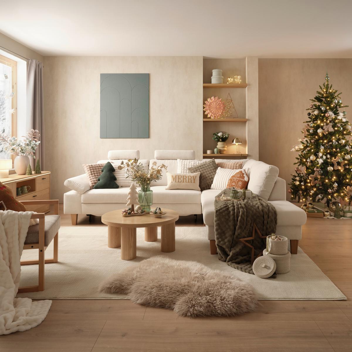 Wohnlandschaft Corvara Weiss - Weiss, Konventionell, Holz/Holzwerkstoff (286/86/220cm) - Premium Living