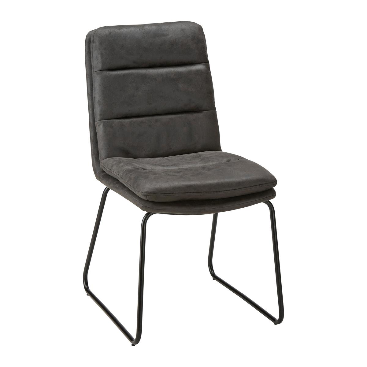 Stuhl Kona Dunkelgrau Mikrofaser Gepolstert - Dunkelgrau/Schwarz, MODERN, Textil/Metall (48/90/65cm) - Bessagi Home