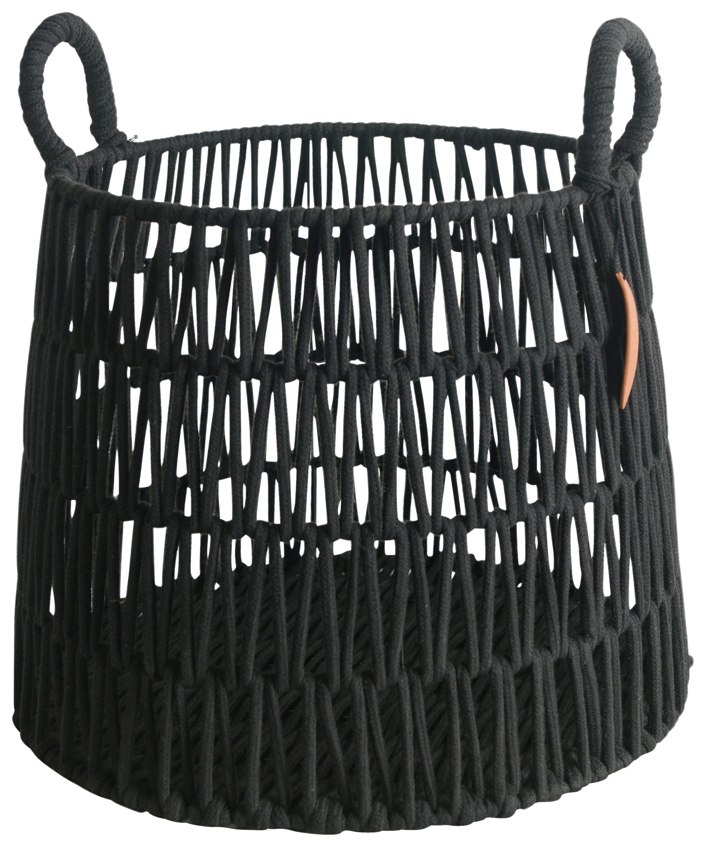 Kosár Nora - L - fekete, műanyag/textil (36/36cm) - Premium Living