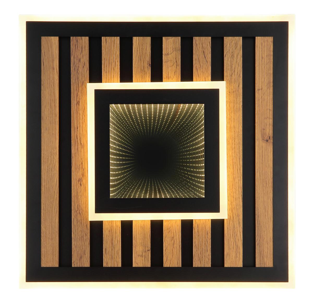 LED-DECKENLEUCHTE 67345D3 WOODY - Weiss/Dunkelbraun, Natur, Holzwerkstoff/Kunststoff (40/40/6cm) - Globo