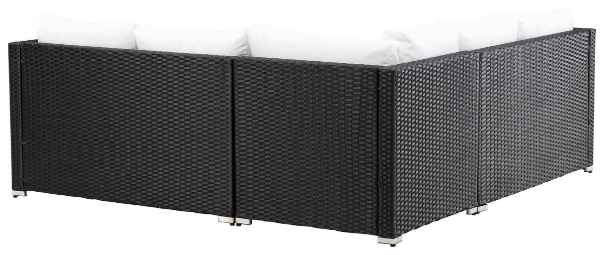 Loungegarnitur Kuba Schwarz/Weiß - Schwarz/Weiß, KONVENTIONELL, Glas/Kunststoff (59/180/64cm) - Gardenson
