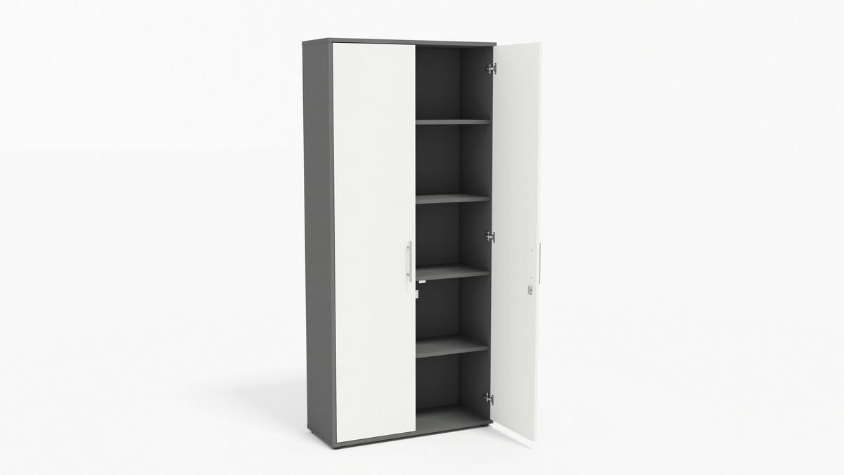 AKTENSCHRANK OFFICE EDITION - SW SET 4 - Anthrazit/Weiß, MODERN, Holzwerkstoff (128,5/185,6/33cm) - MID.YOU