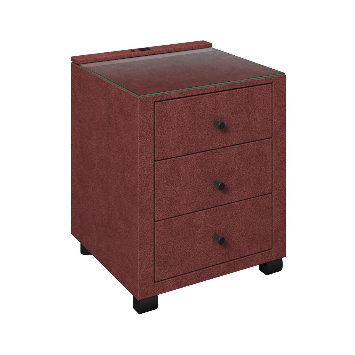 Noćni Ormarić Elysia - bordo, Trend, staklo/drvni materijal (48/68/45,5cm) - Premium Living