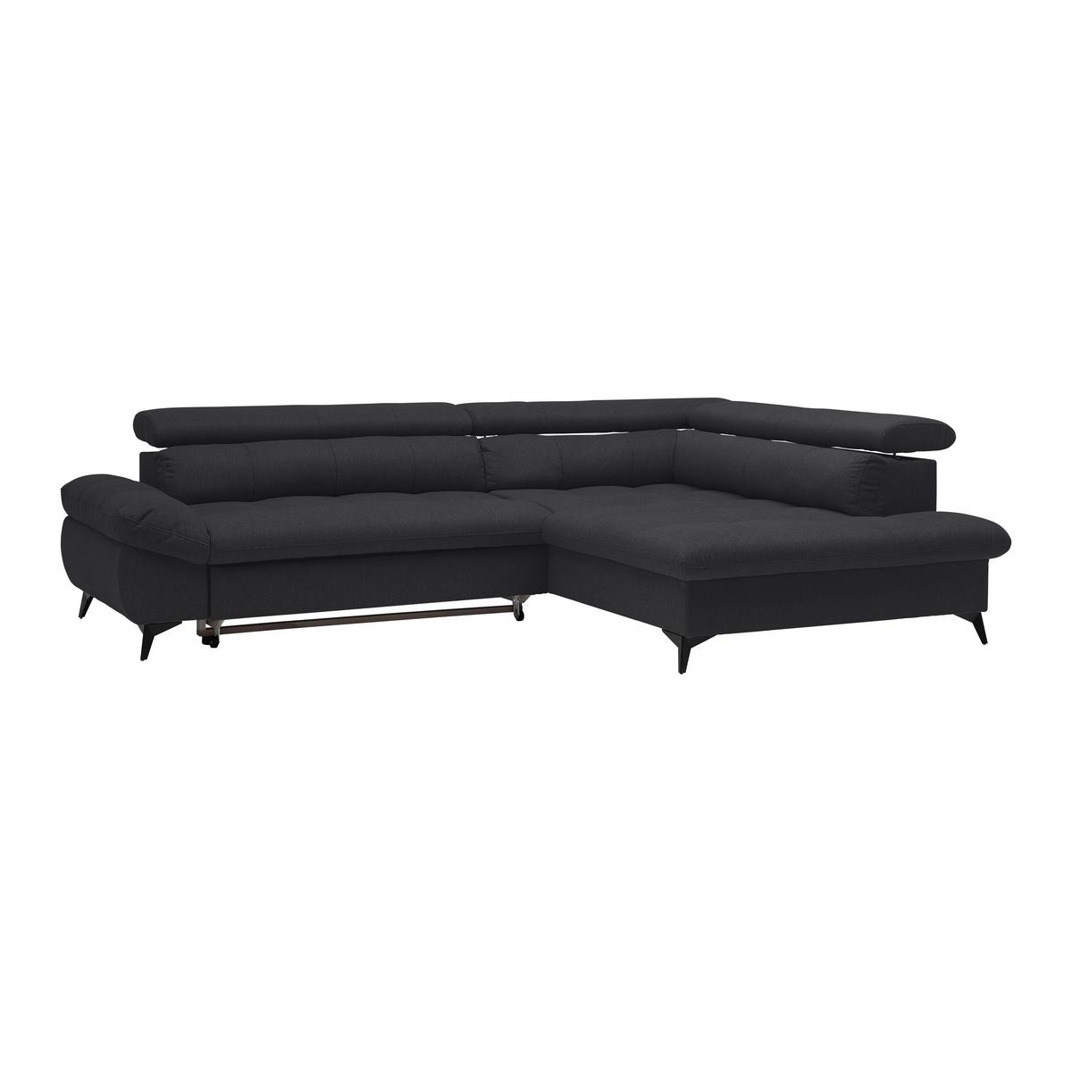 Wohnlandschaft Alberto Schwarz - Schwarz, MODERN, Textil/Metall (296/201cm) - Mömax