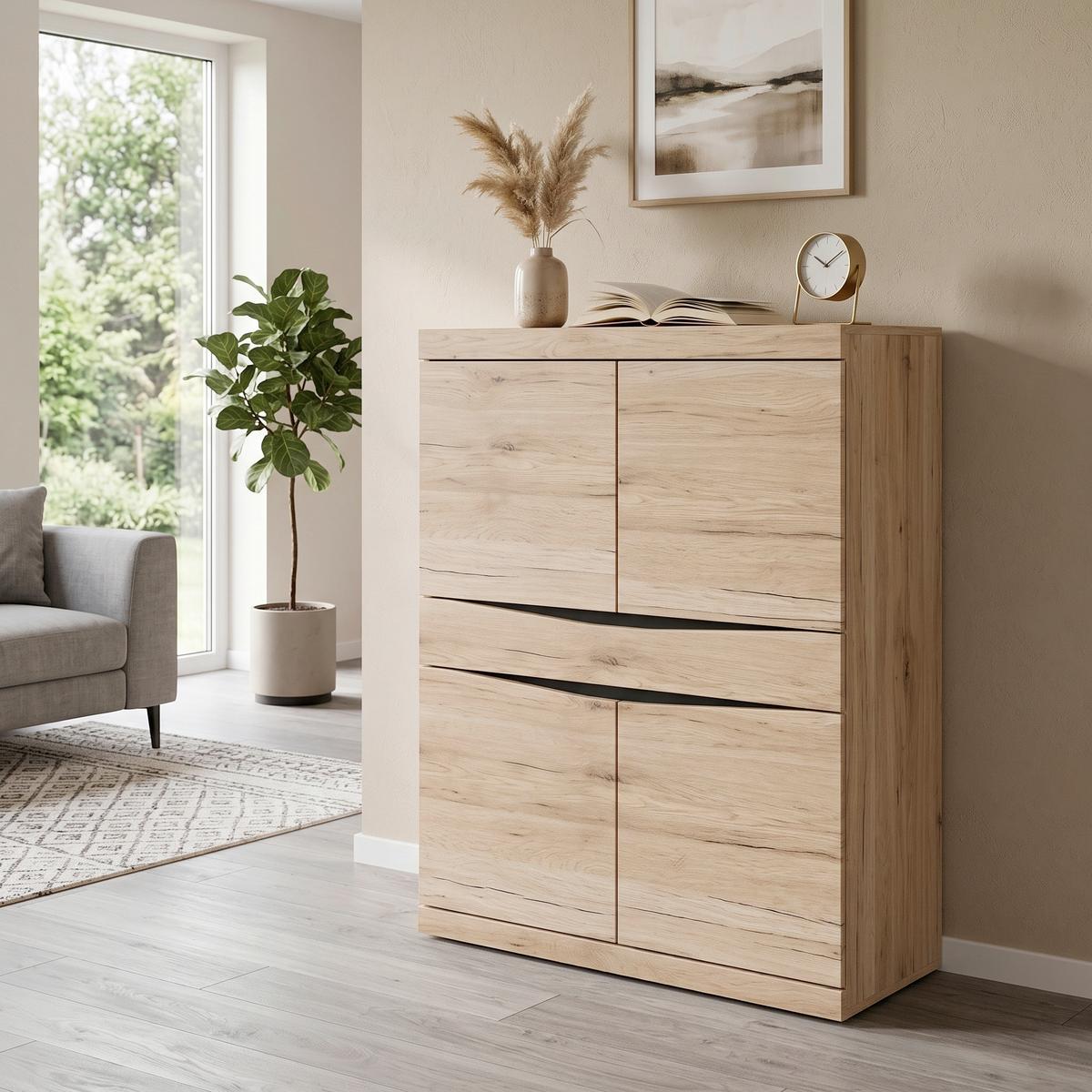 Komoda Summer, Barva Hrasta - hrast san remo, Moderno, umetna masa/leseni material (86/139/40cm) - Modern Living