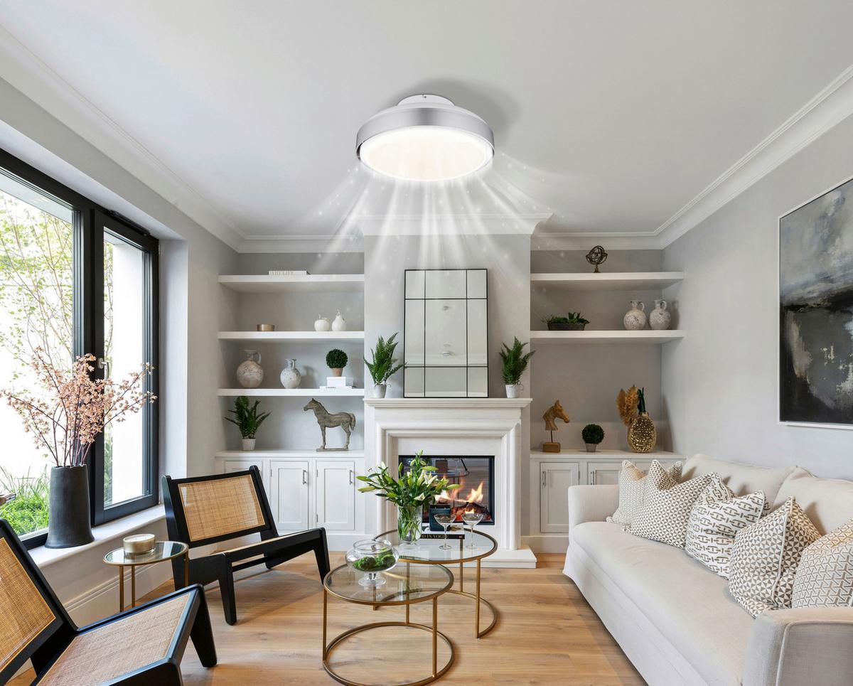 DECKENVENTILATOR 03667SI CARNEY - Weiss/Silberfarben, Basics, Kunststoff (45/20cm) - Globo