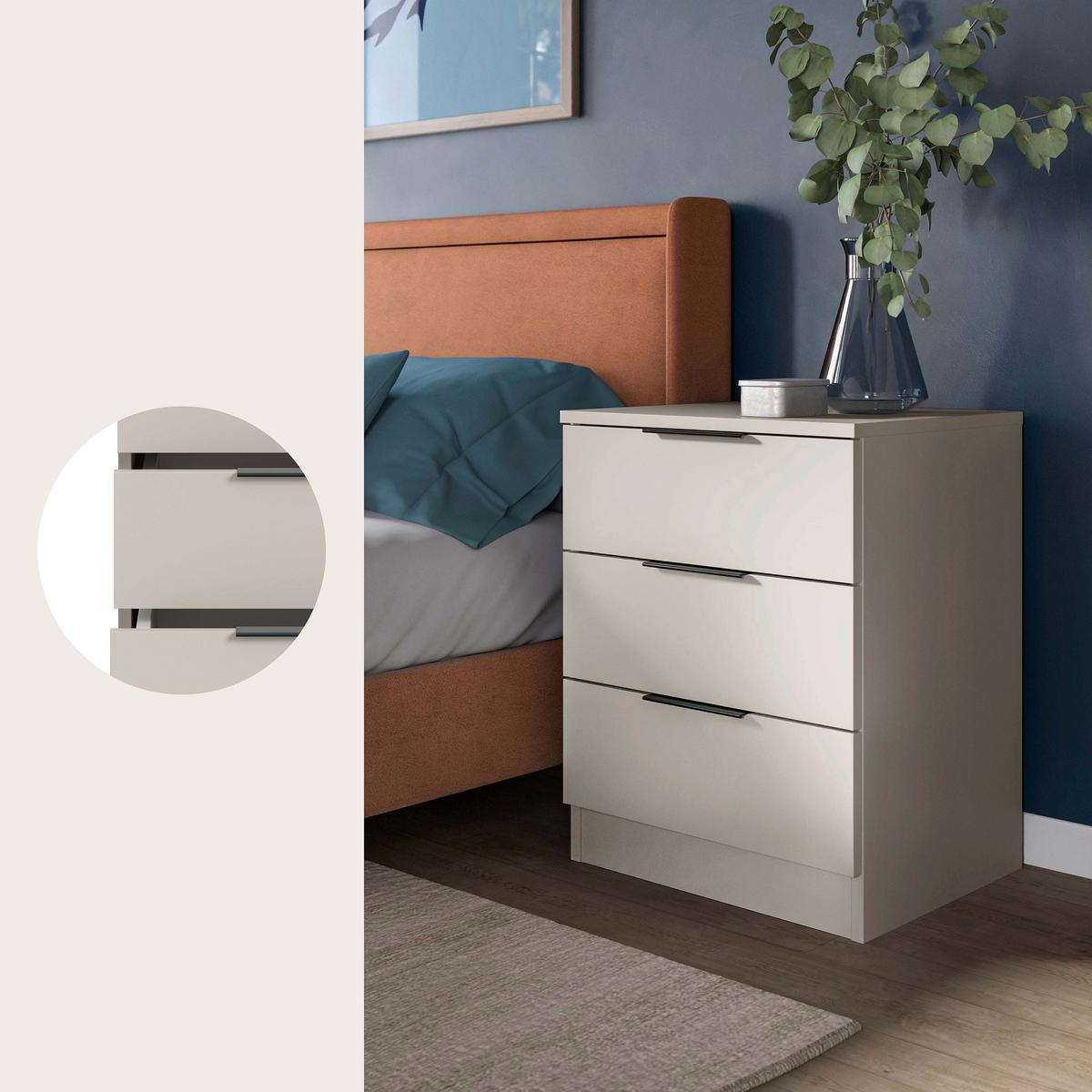 Nachtkästchen Kopenhagen Kaschmir Holzwerkstoff - Kaschmir/Schwarz, MODERN, Holzwerkstoff/Kunststoff (45/60/40cm) - Livetastic