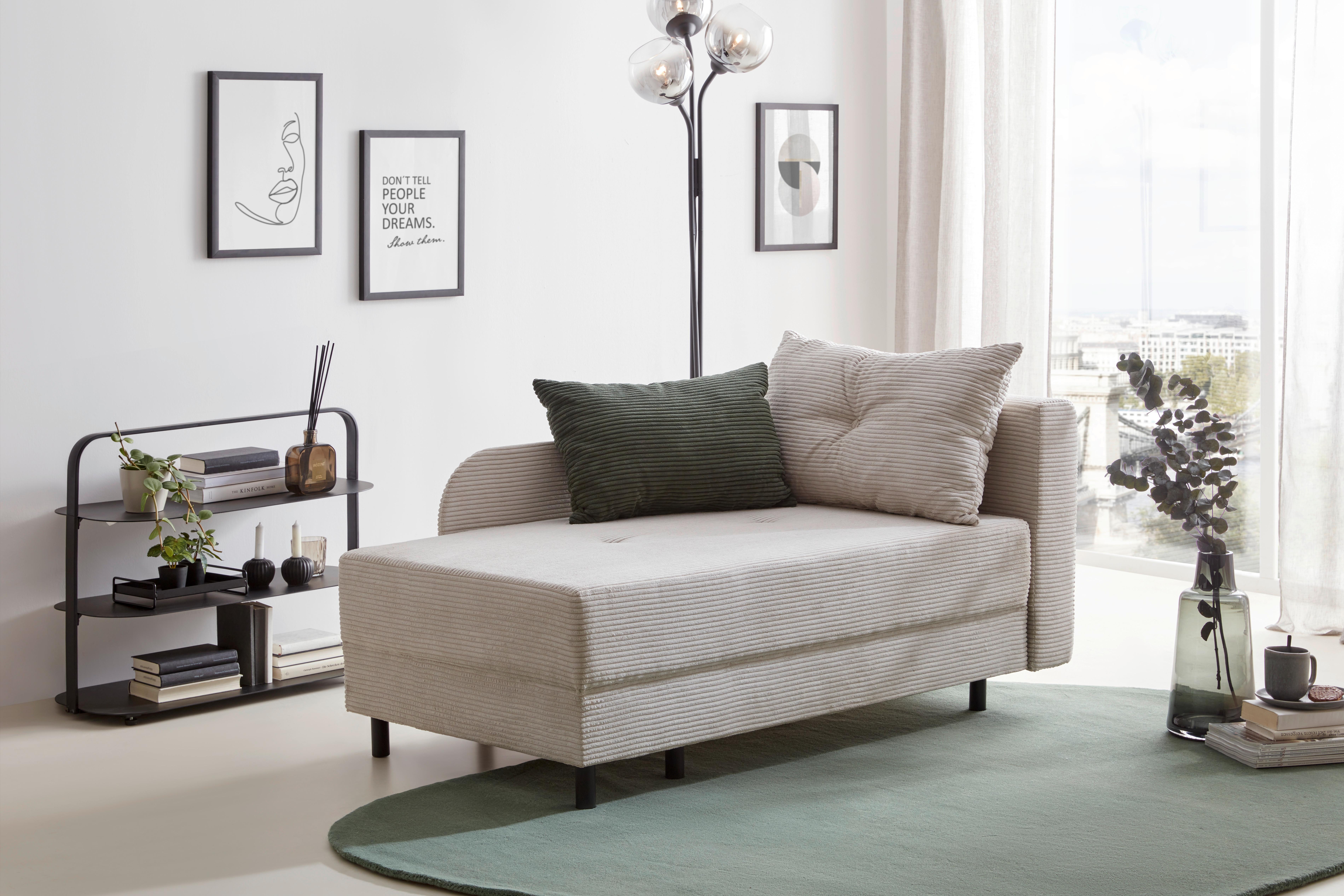 Liege Nova in Perlmutt - Perlmutt/Schwarz, MODERN, Holz/Textil (145/62/85cm) - Mömax