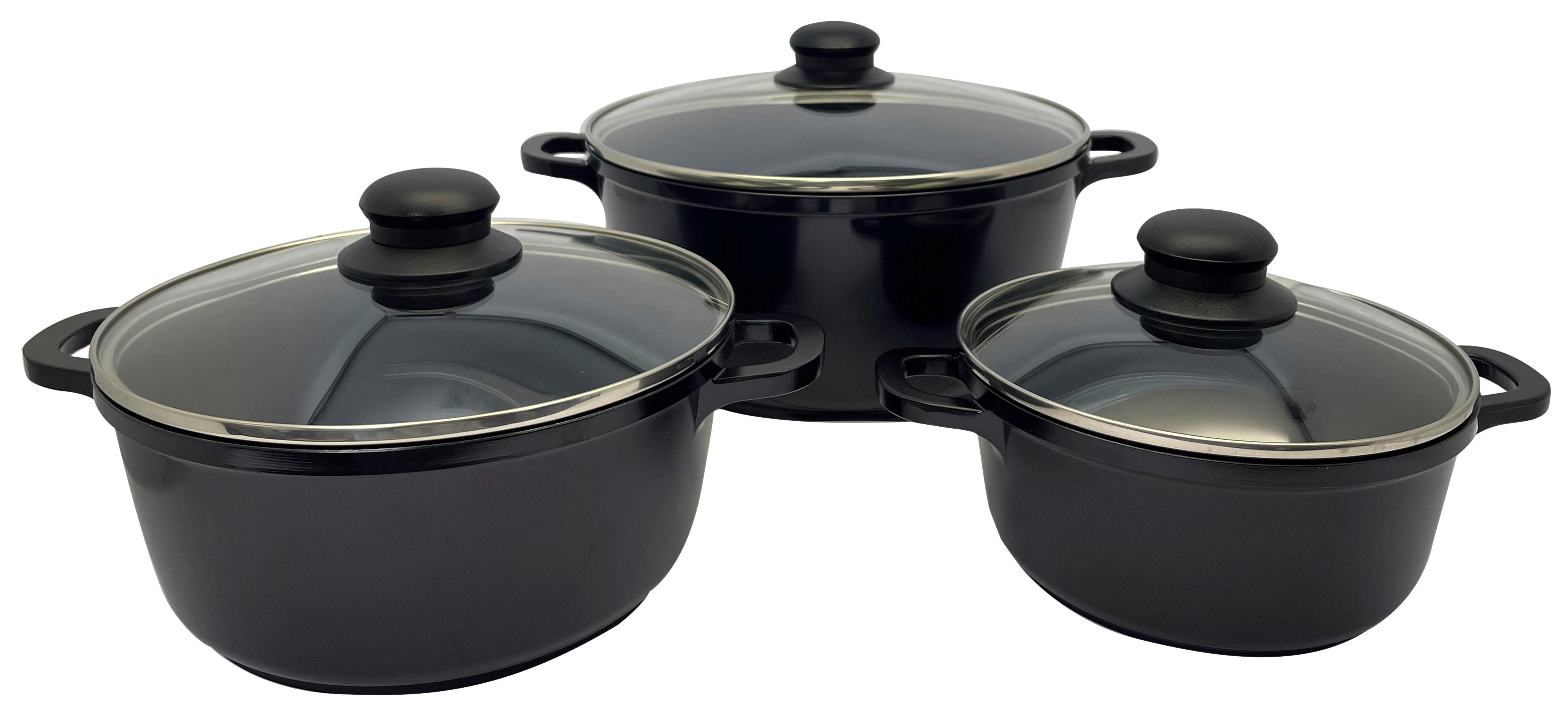 Kochtopfset Mia Schwarz, 6-teilig - Klar/Transparent, KONVENTIONELL, Glas/Kunststoff - Mömax