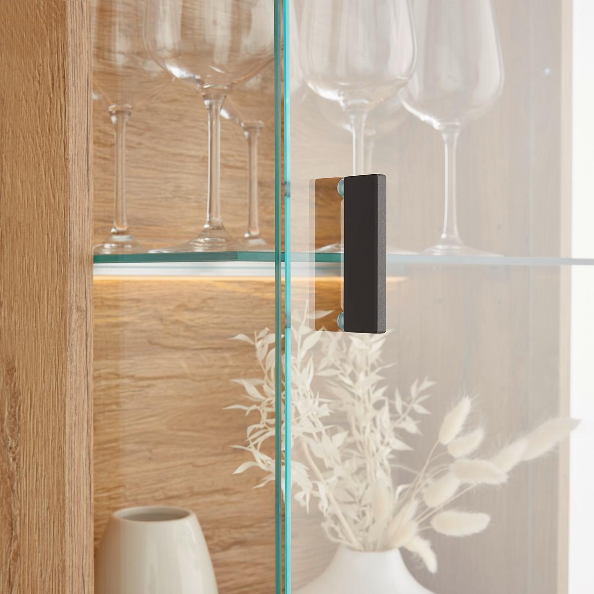 Hängevitrine in Wildeiche - Wildeiche/Schwarz, Modern, Glas/Holz (50/138/37cm) - Premium Living