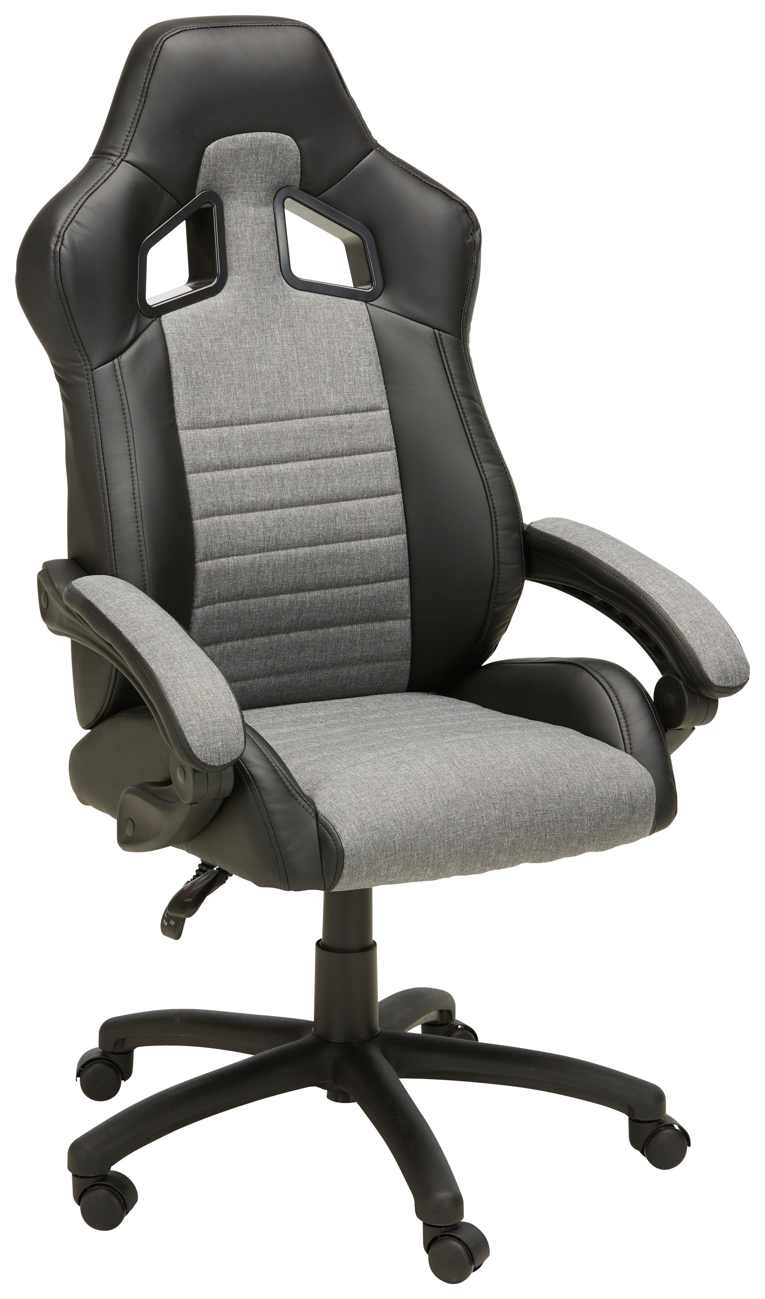 Gamingstuhl in Grau/Schwarz - Schwarz/Grau, Modern, Holz/Kunststoff (65/124,5/50cm) - Mömax